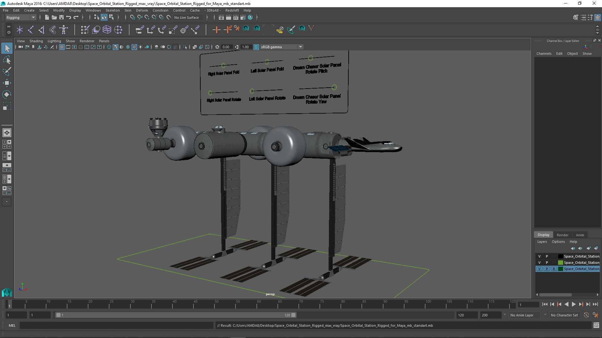 Space Orbital Station Rigged for Maya 3D