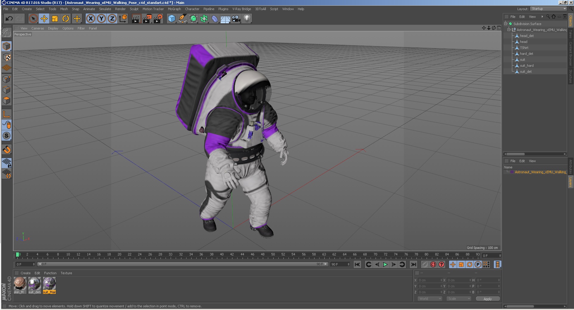 3D model Astronaut Wearing xEMU Walking Pose