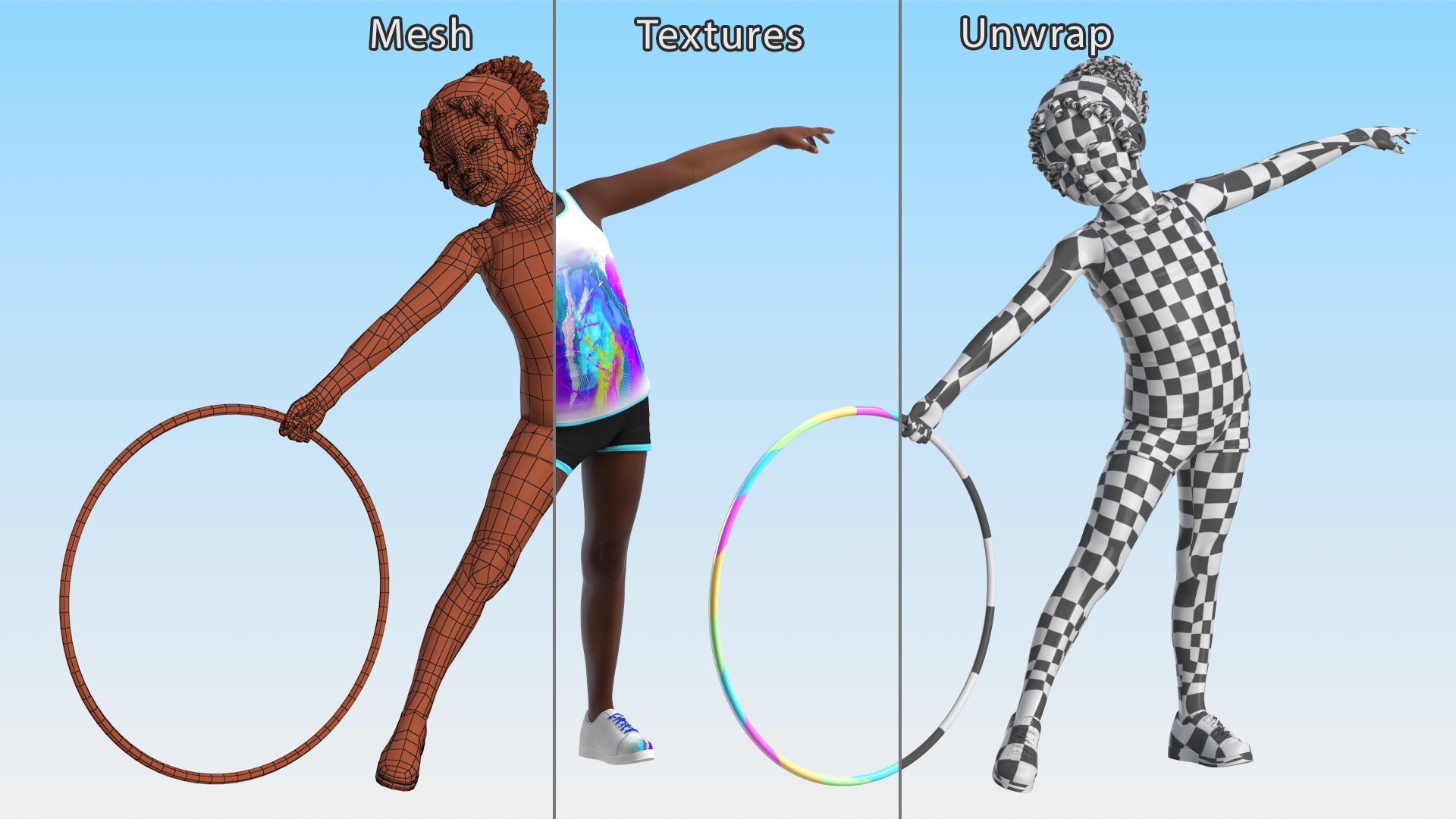 3D Sporty Style with Hoop Black Girl Baby model