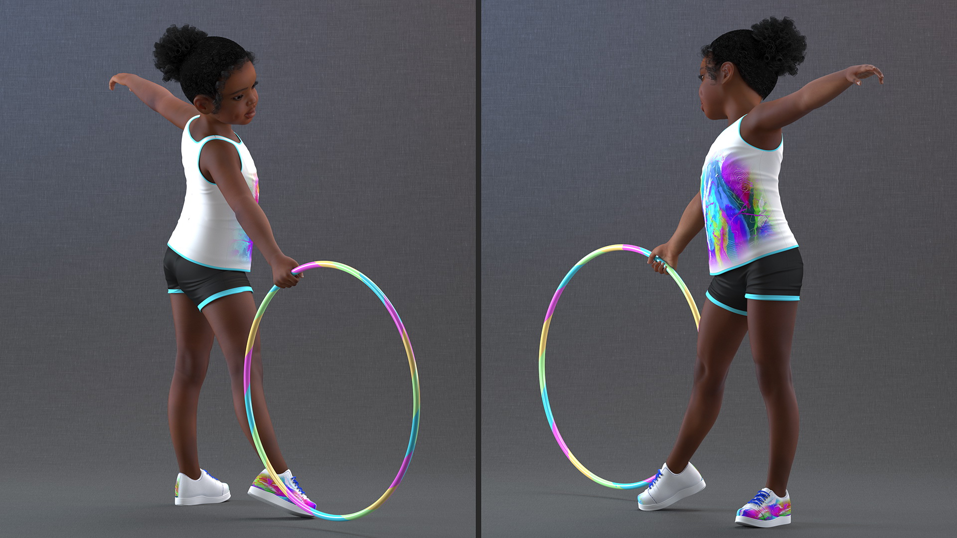 3D Sporty Style with Hoop Black Girl Baby model