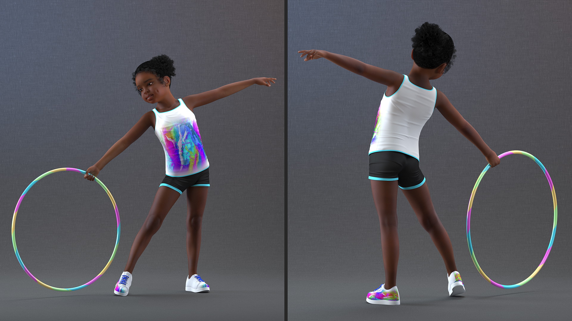 3D Sporty Style with Hoop Black Girl Baby model