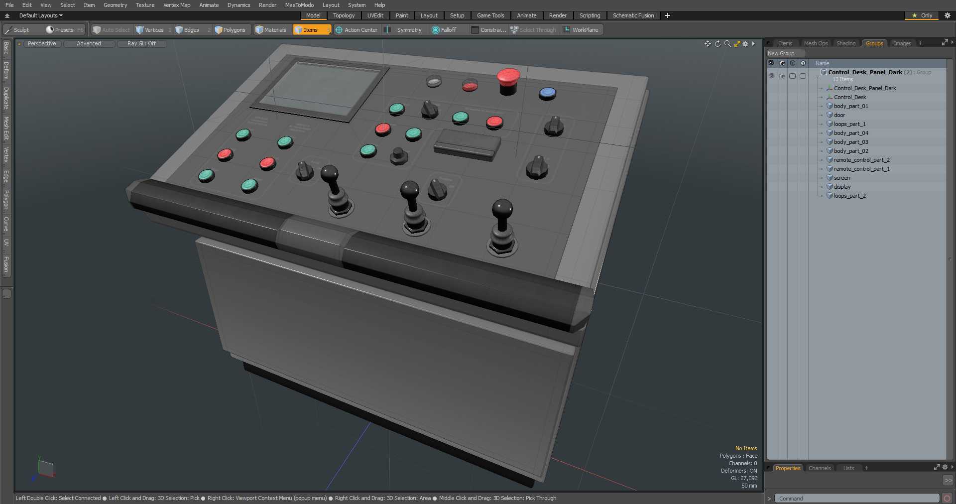 3D Control Desk Panel Dark model