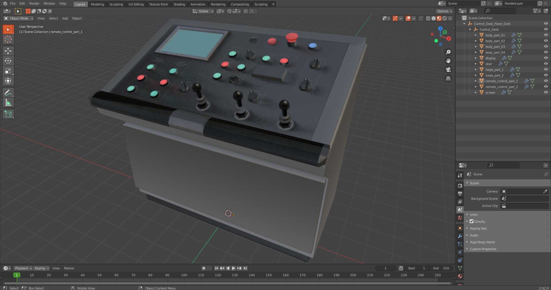 3D Control Desk Panel Dark model