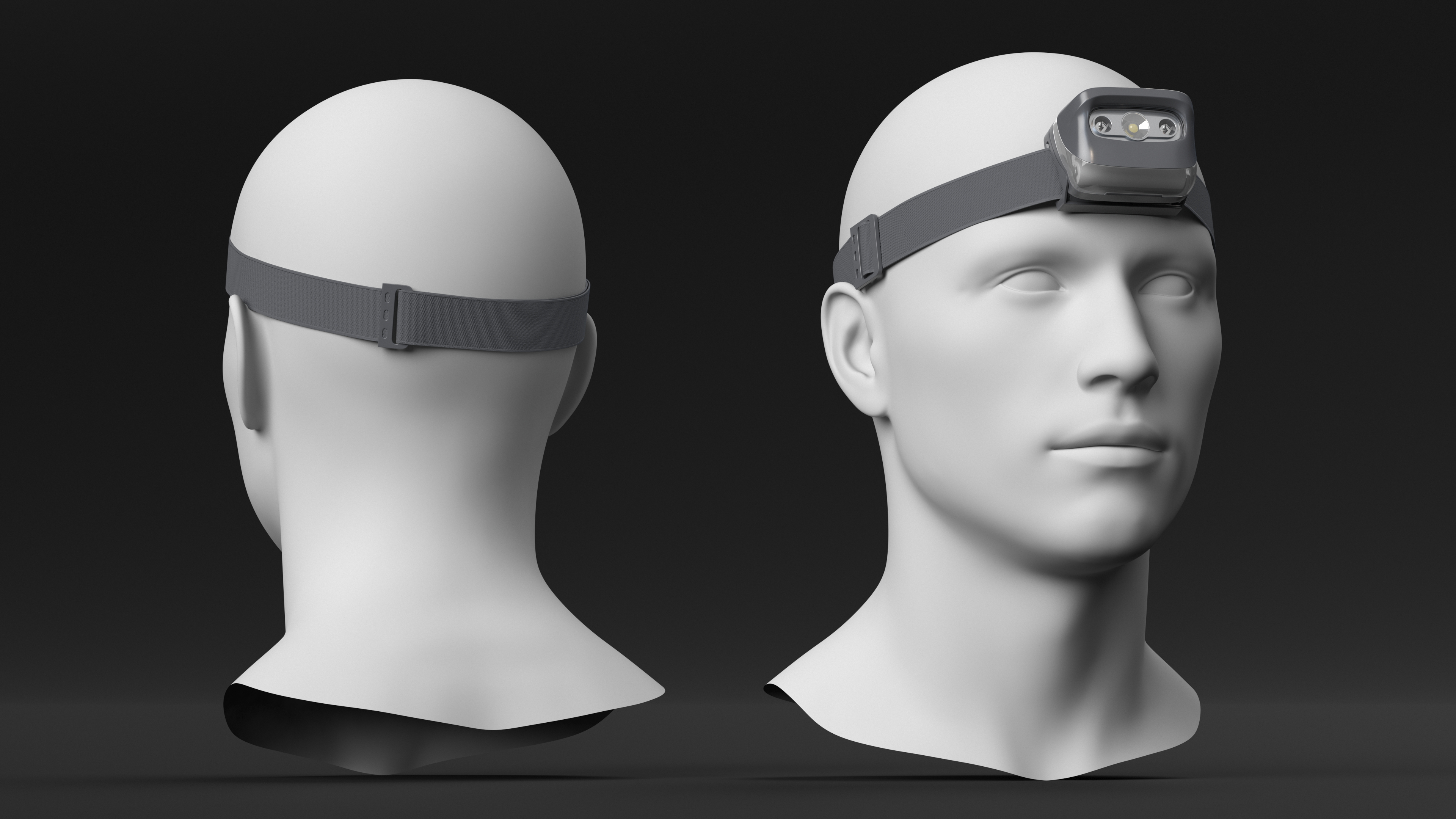 LED Head Light Grey with Mannequin Head 3D model