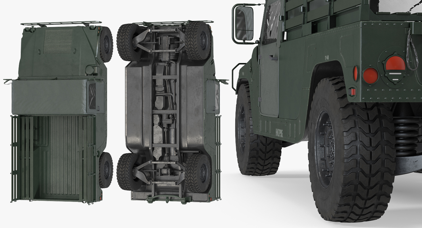 Cargo Troop Carrier HMMWV m1038 Rigged Camo Green 3D model