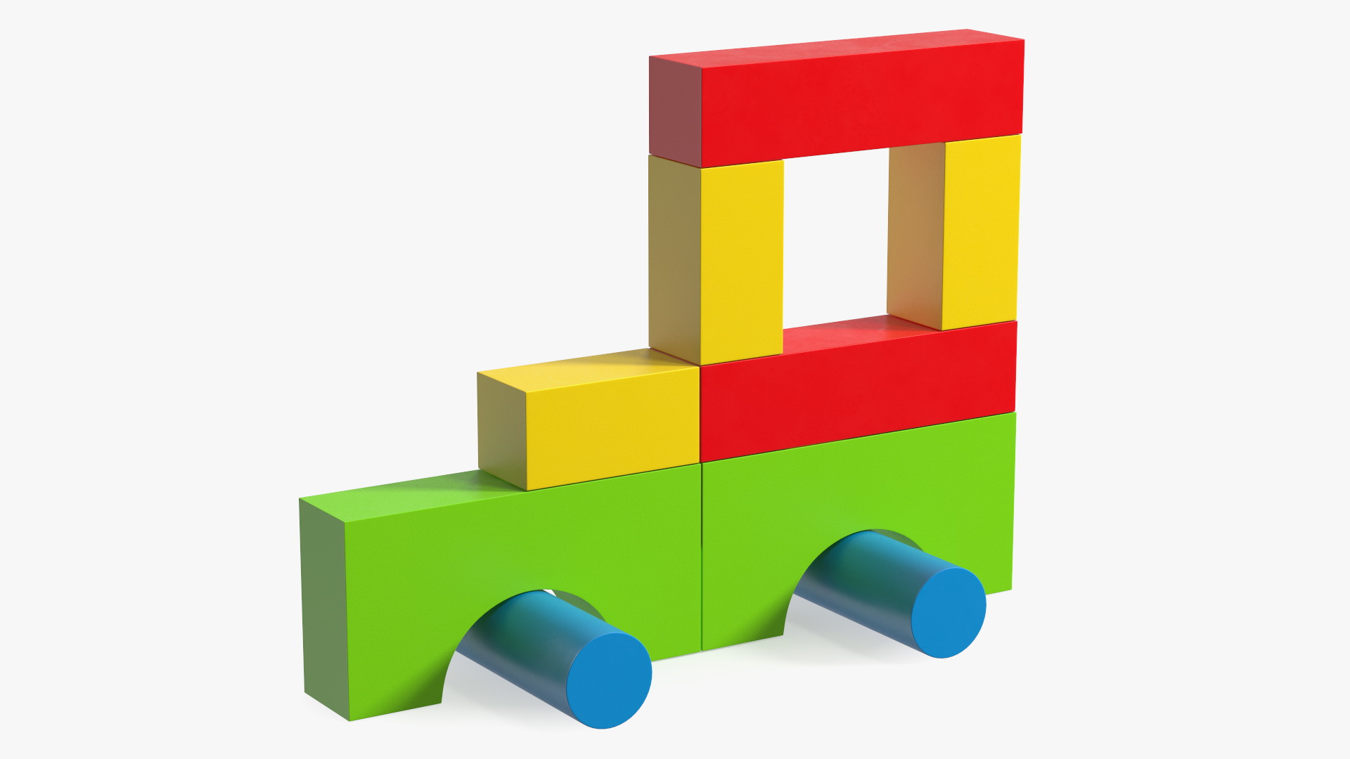 3D Wooden Construction Car Colored