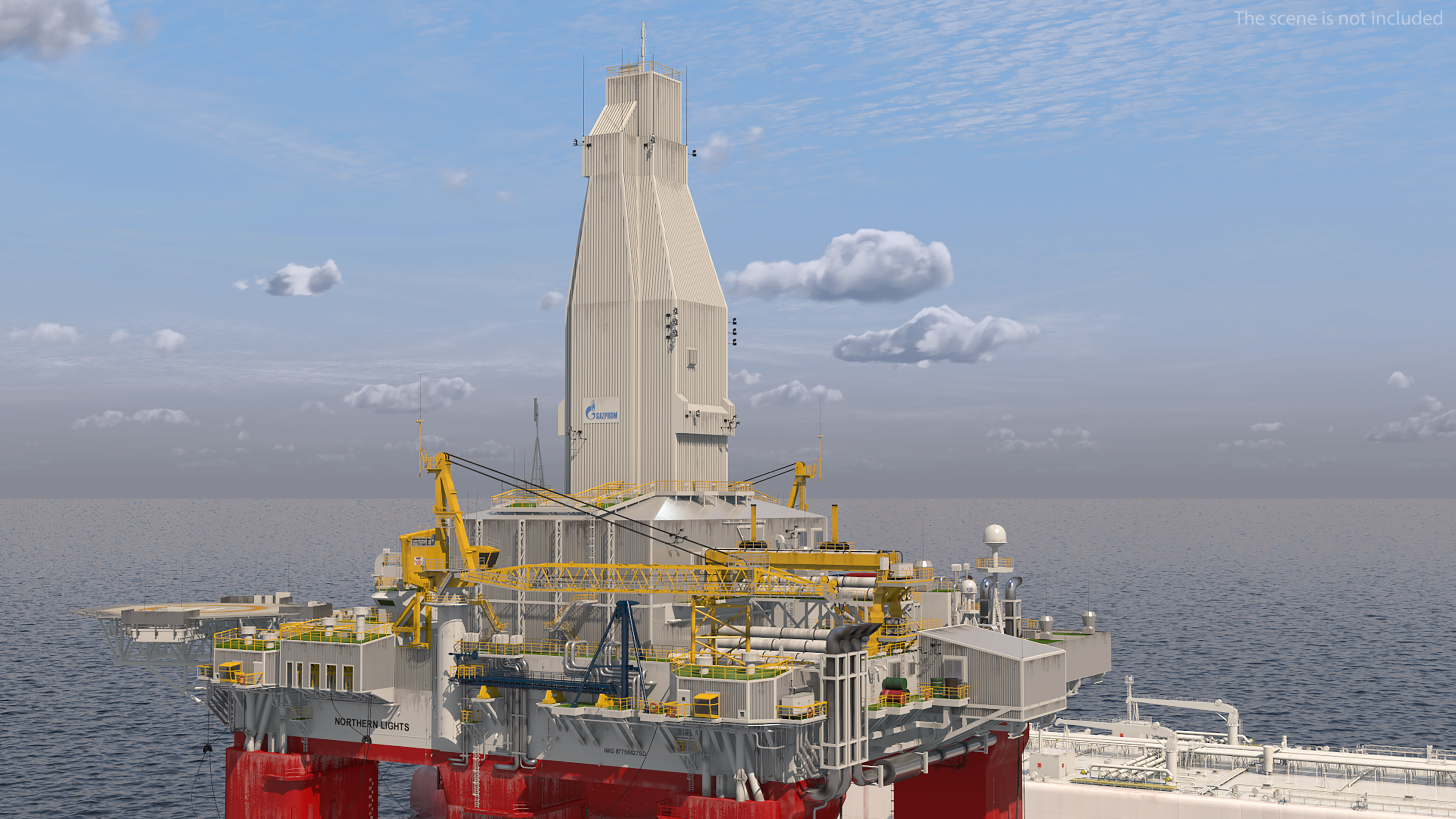 Oil Carrier Ship with Offshore Rig 3D model