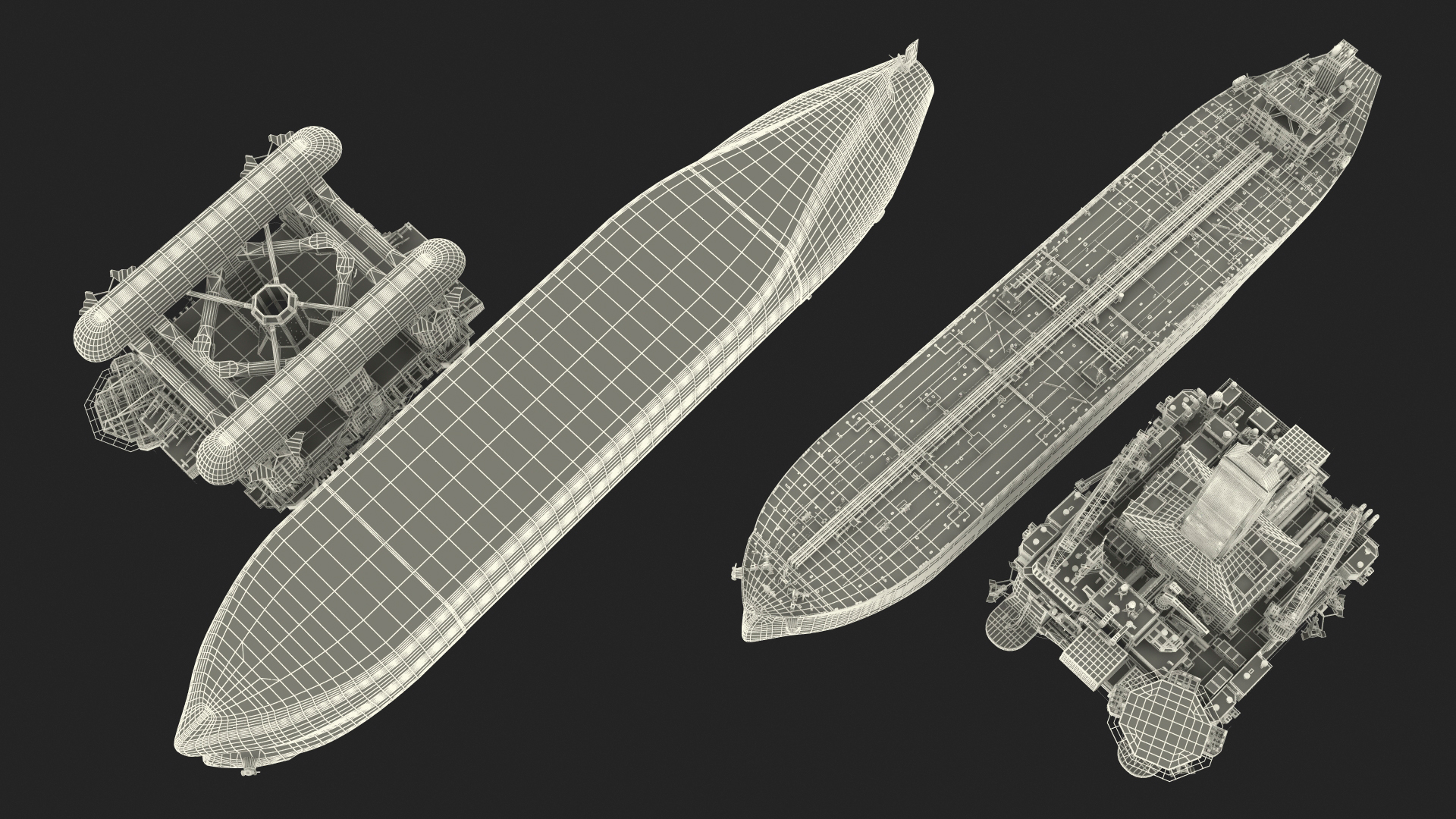 Oil Carrier Ship with Offshore Rig 3D model