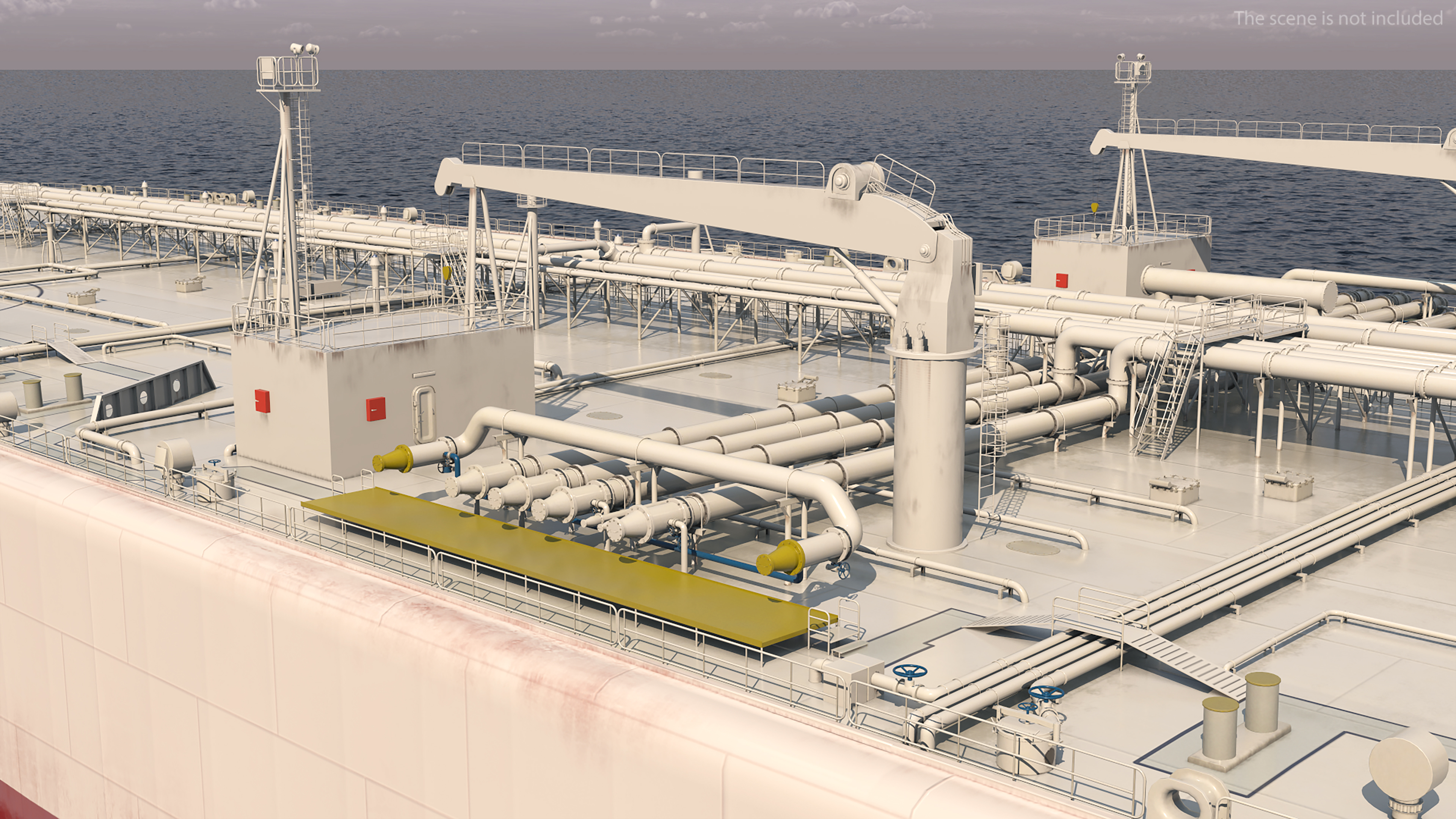 Oil Carrier Ship with Offshore Rig 3D model