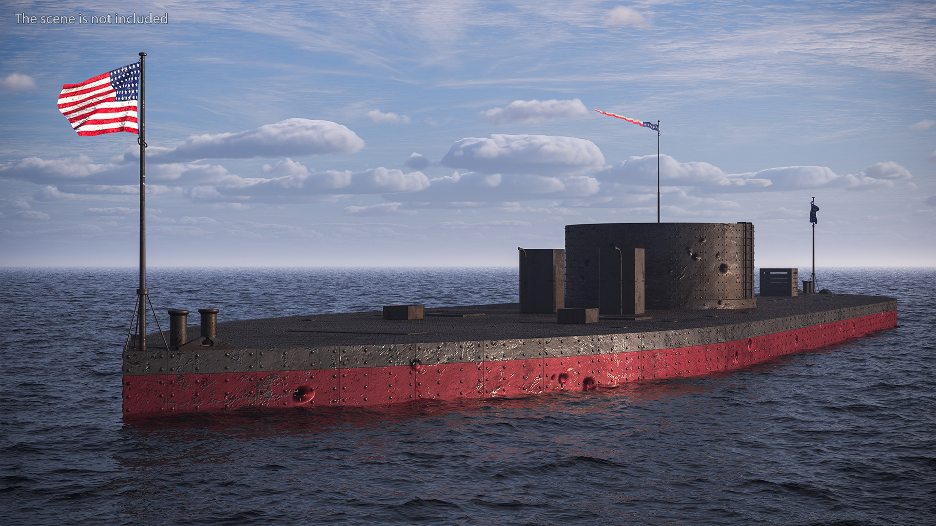 USS Monitor Old Rigged 3D