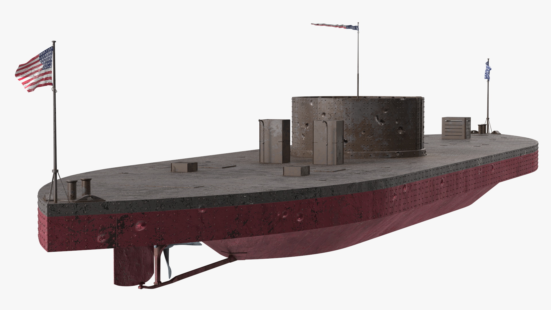 USS Monitor Old Rigged 3D