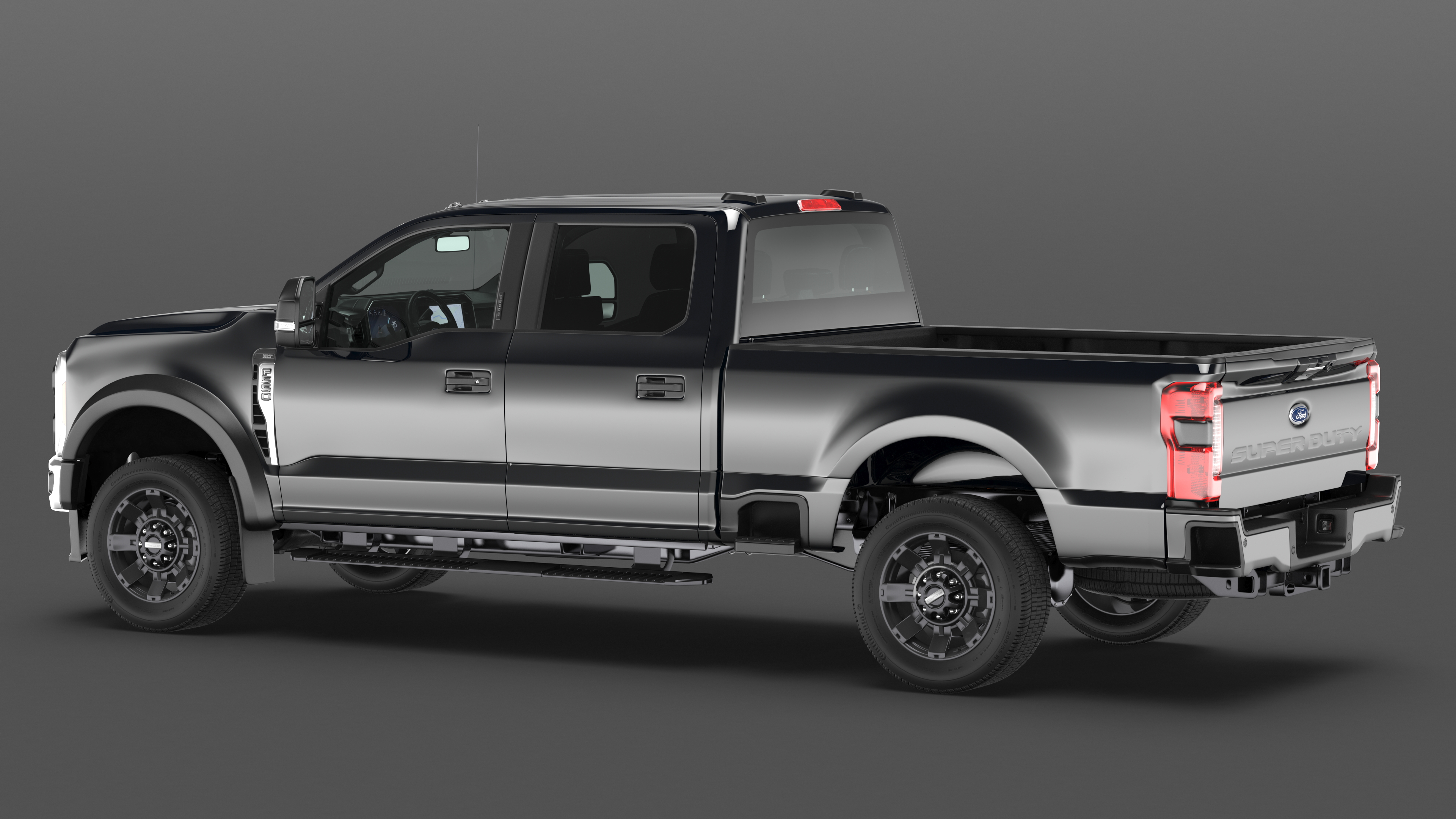 3D Black Ford Super Duty F550 Rigged model