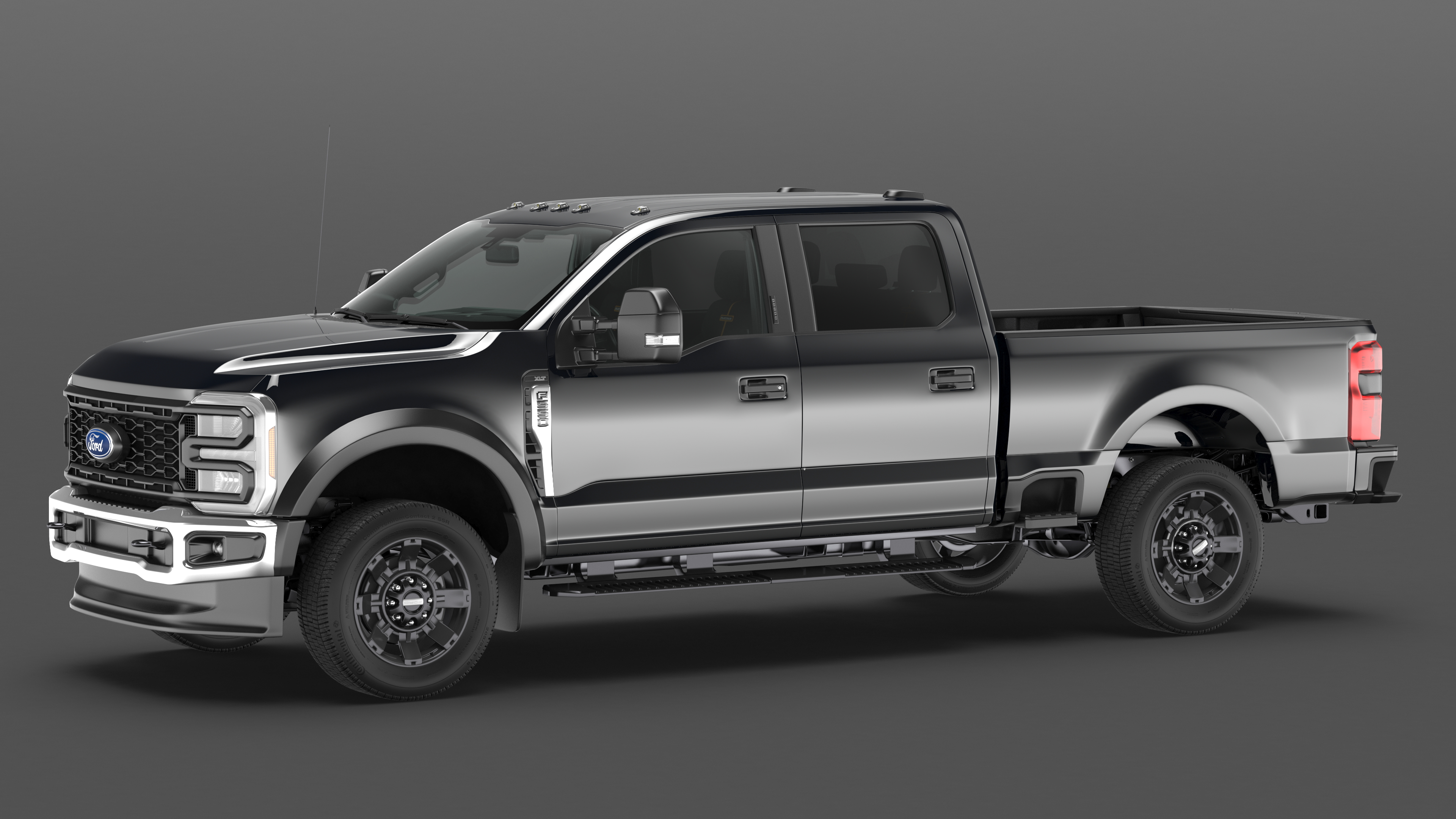 3D Black Ford Super Duty F550 Rigged model