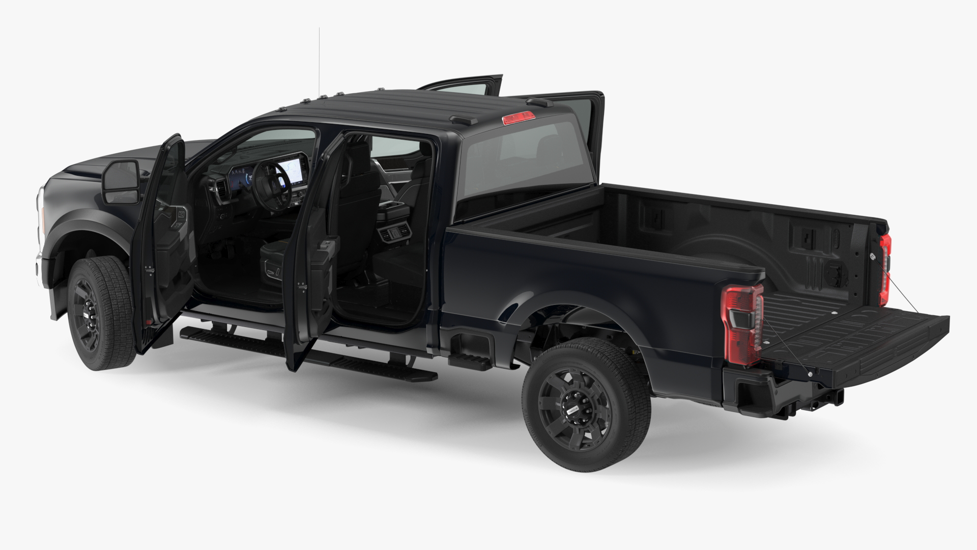 3D Black Ford Super Duty F550 Rigged model