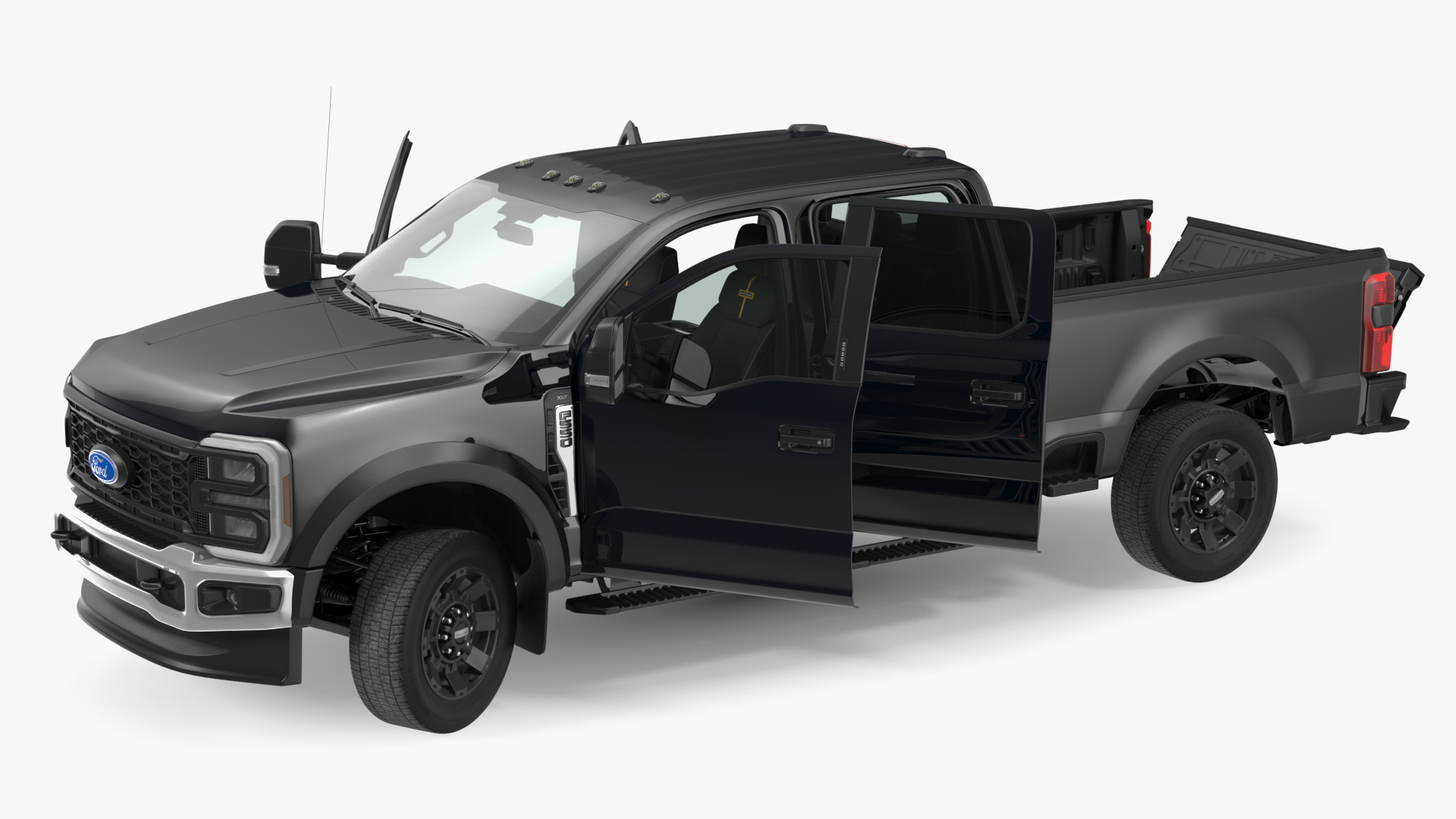 3D Black Ford Super Duty F550 Rigged model