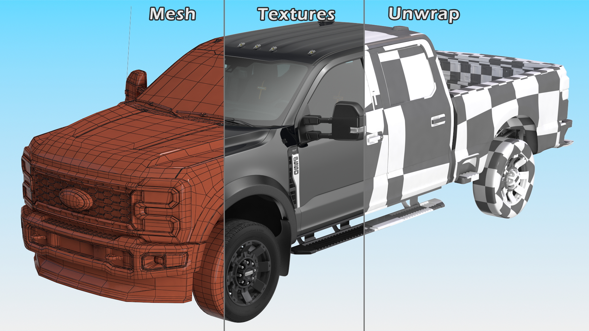 3D Black Ford Super Duty F550 Rigged model