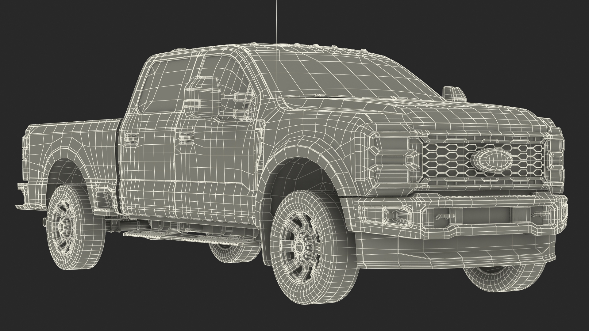 3D Black Ford Super Duty F550 Rigged model