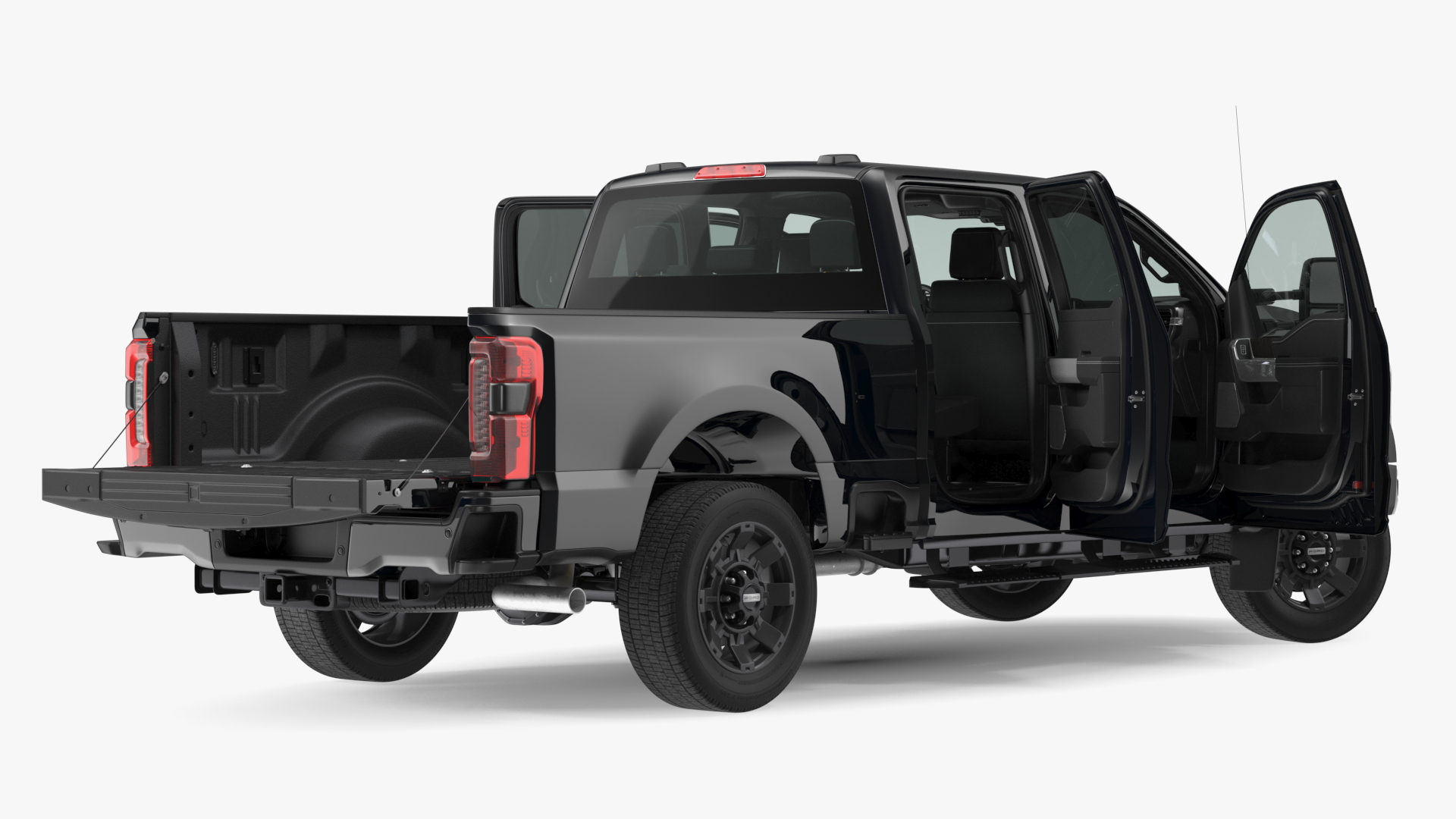 3D Black Ford Super Duty F550 Rigged model