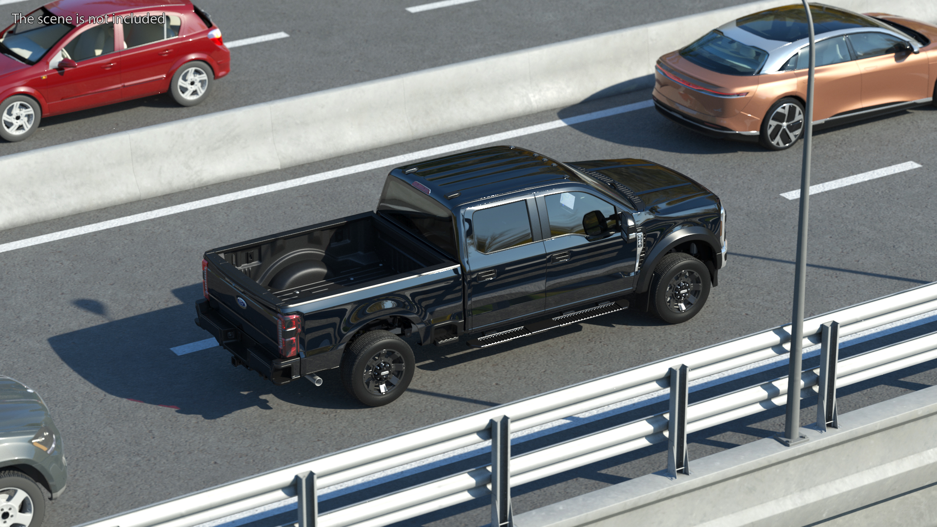 3D Black Ford Super Duty F550 Rigged model