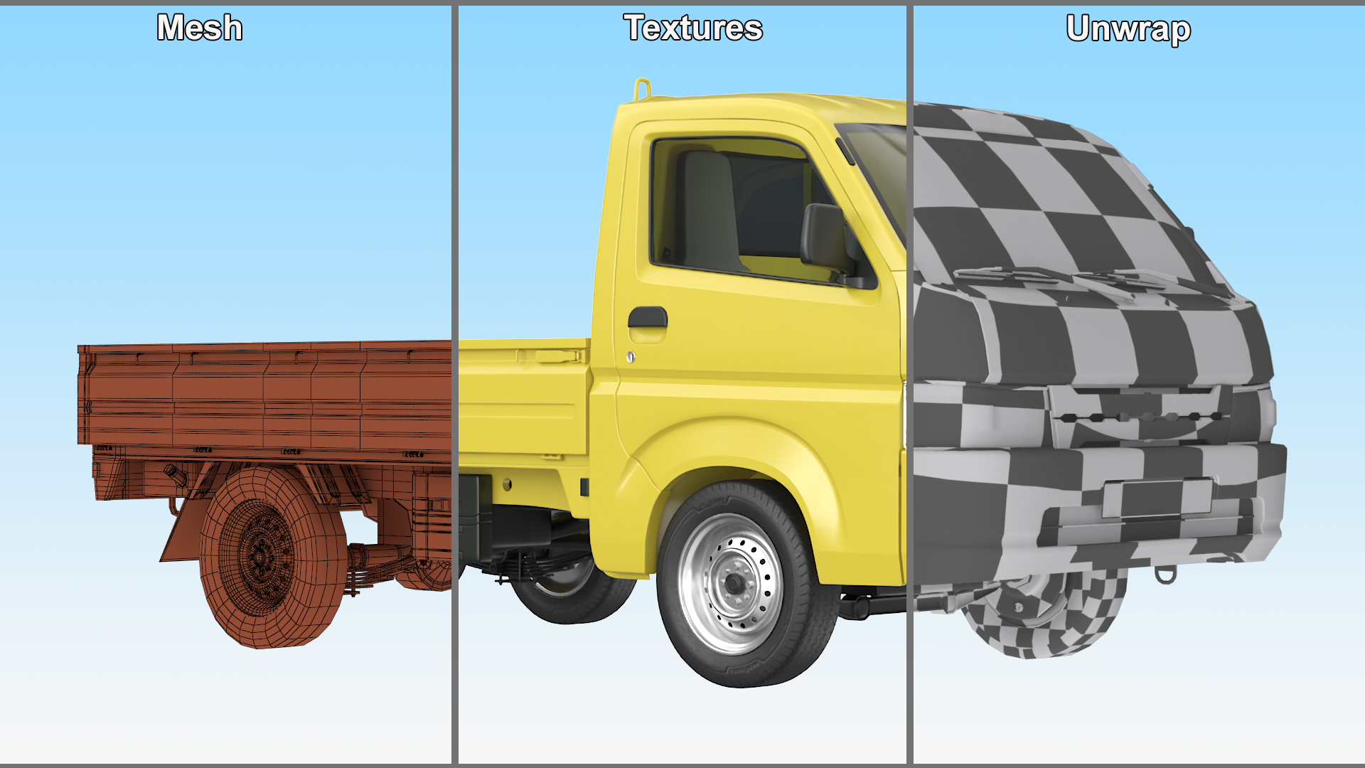 Flatbed Truck for Transportation Rigged 3D model