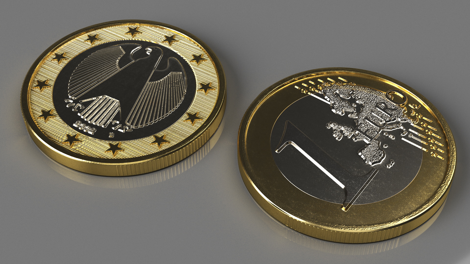 3D German 1 Euro Coin model