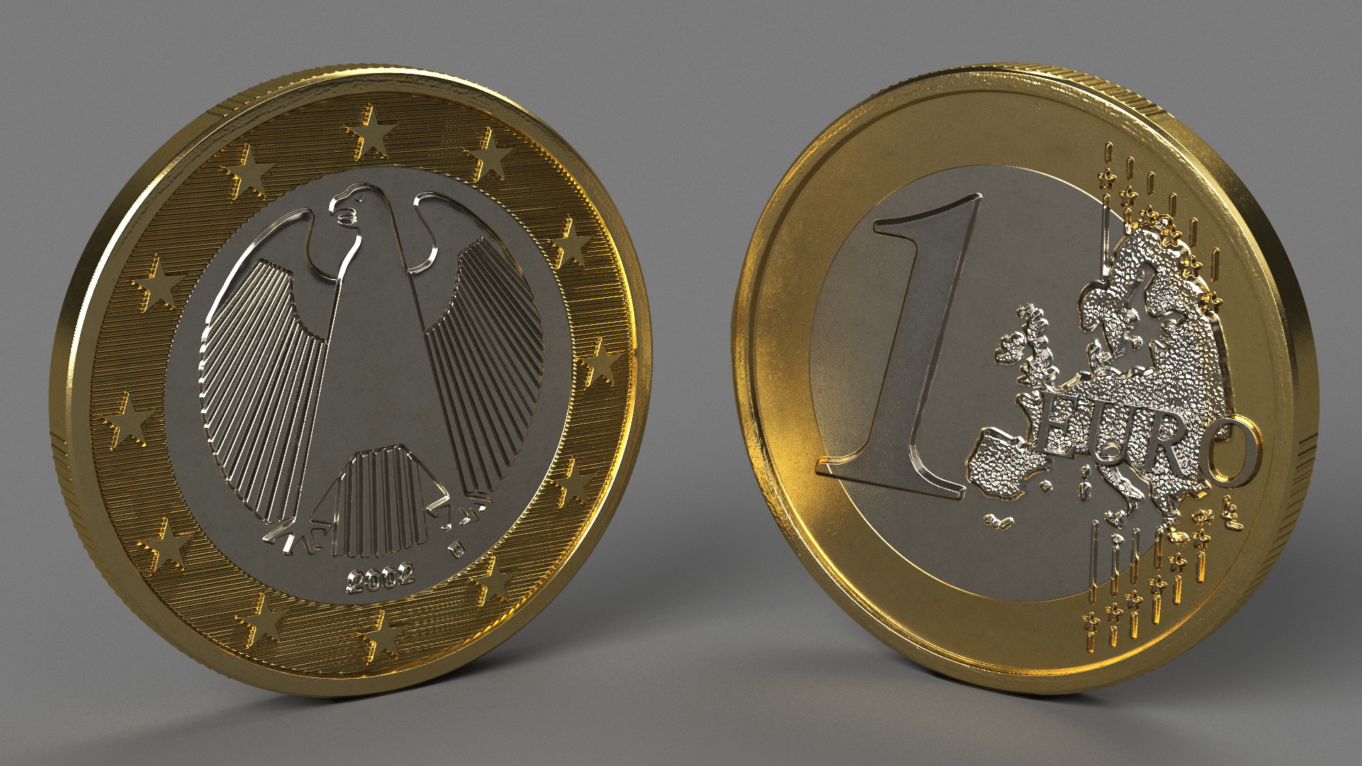 3D German 1 Euro Coin model