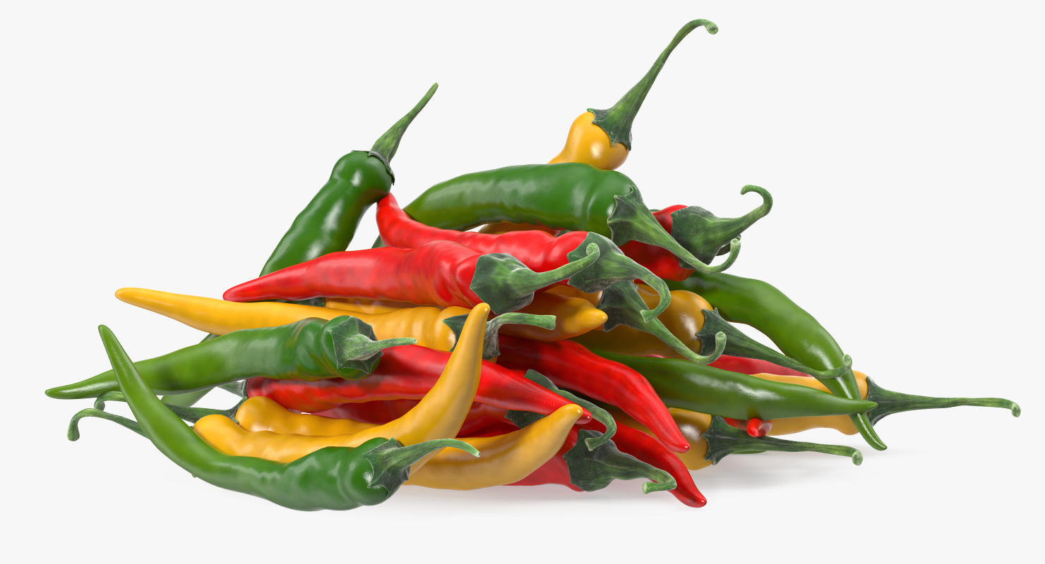 Bunch of Chili Peppers 3D