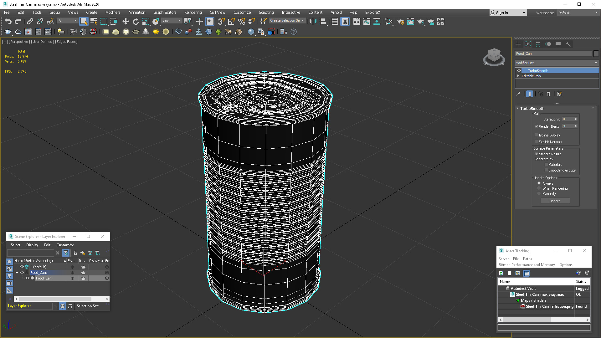 3D Steel Tin Can model