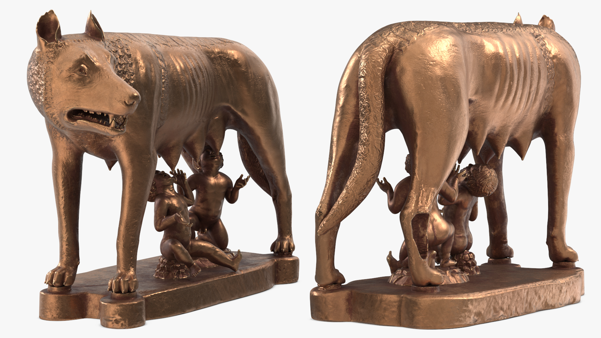 3D Capitoline Wolf with Romulus and Remus for 3D Print