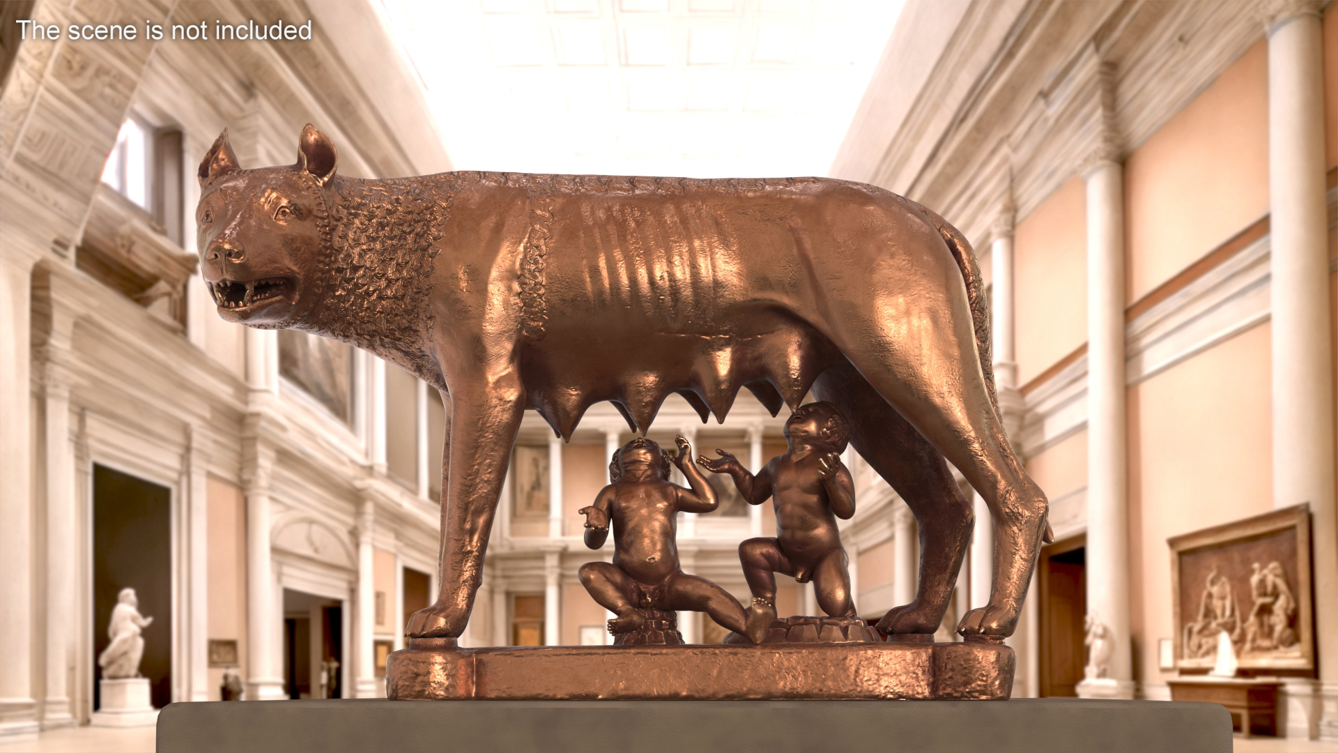 3D Capitoline Wolf with Romulus and Remus for 3D Print