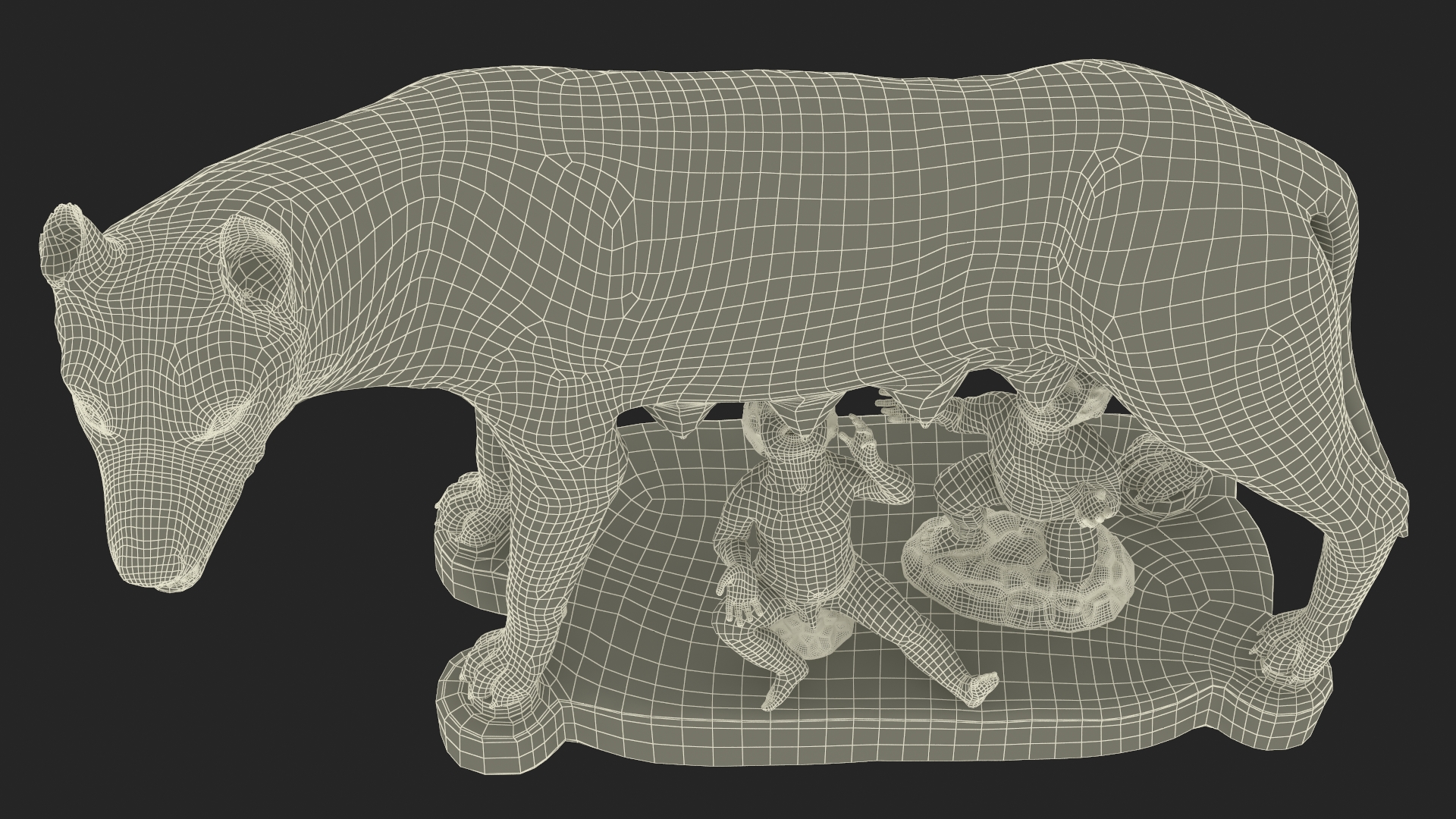 3D Capitoline Wolf with Romulus and Remus for 3D Print