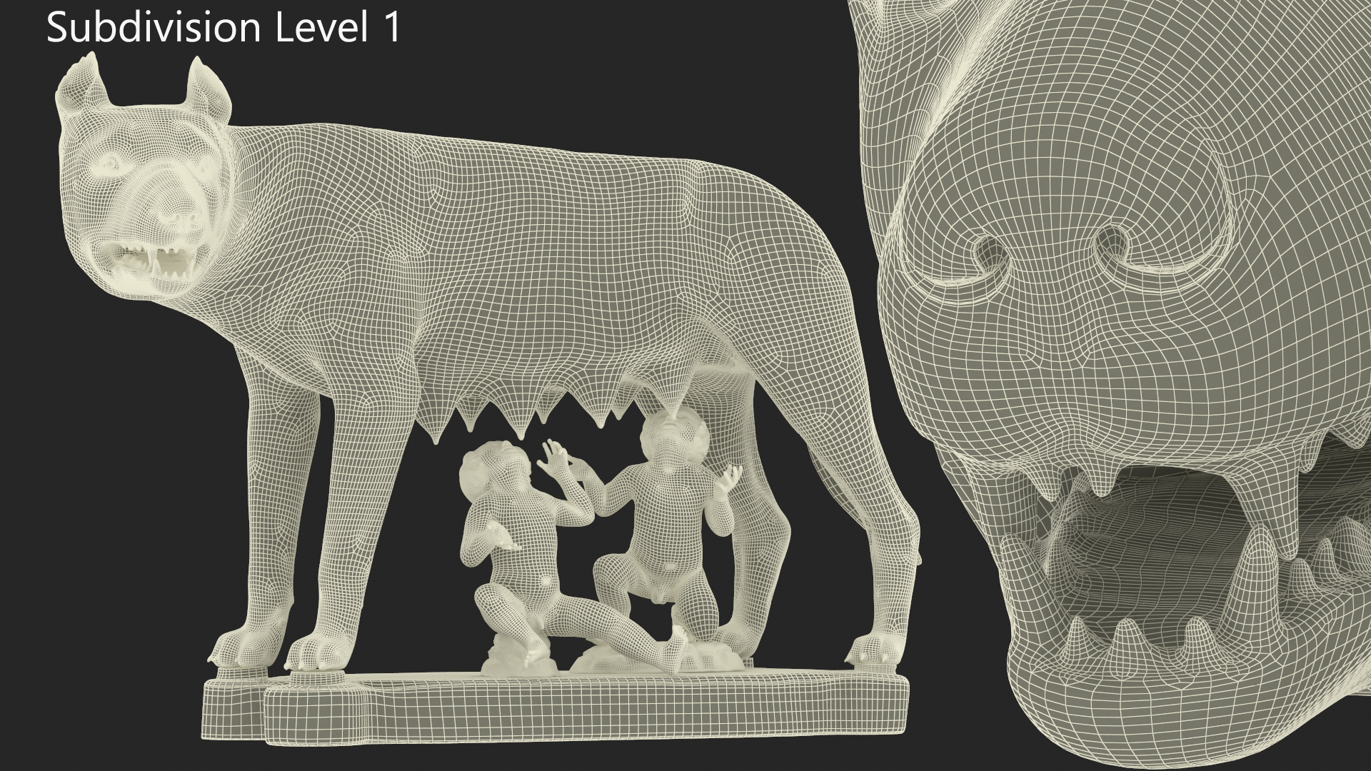 3D Capitoline Wolf with Romulus and Remus for 3D Print