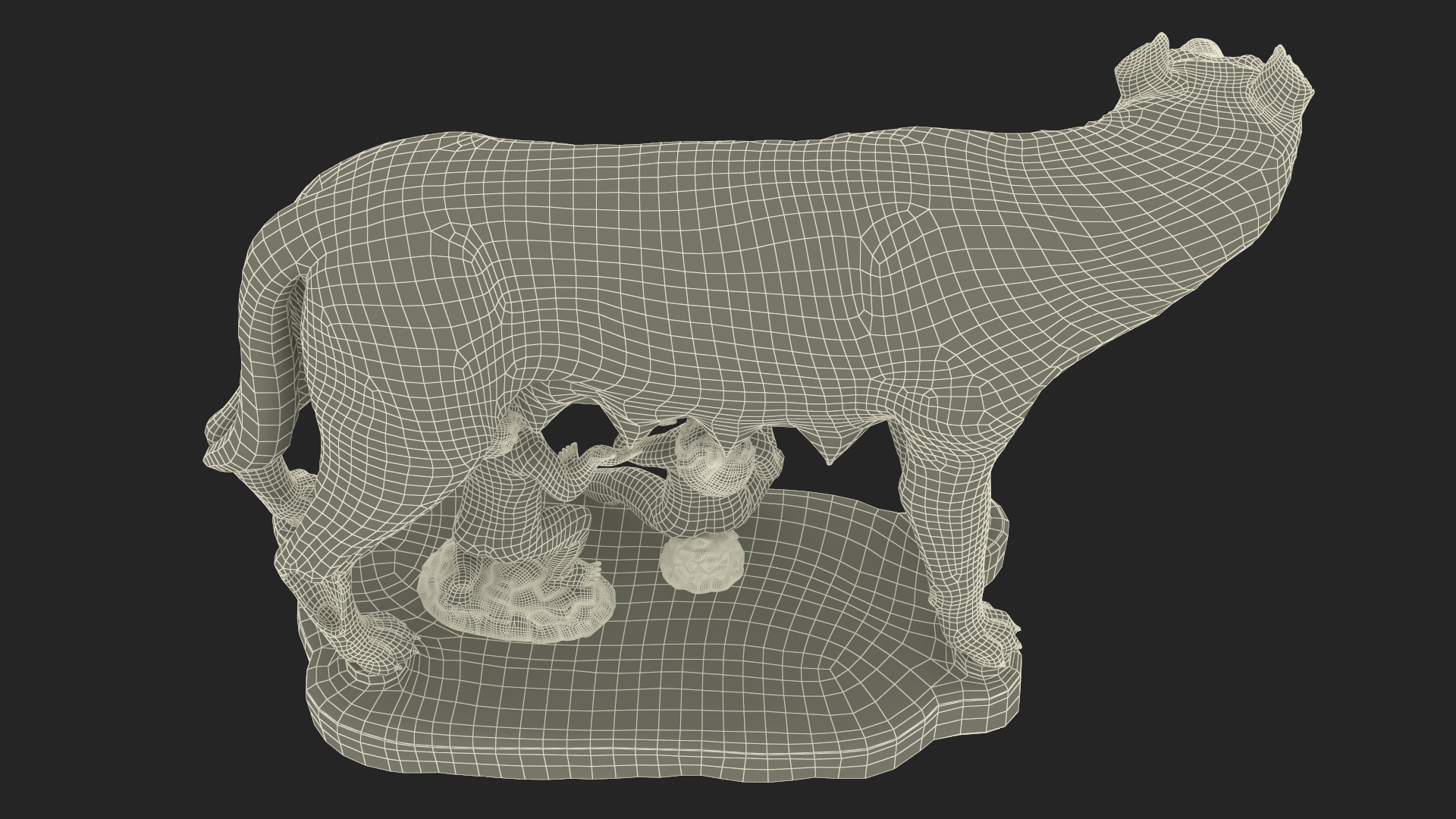 3D Capitoline Wolf with Romulus and Remus for 3D Print