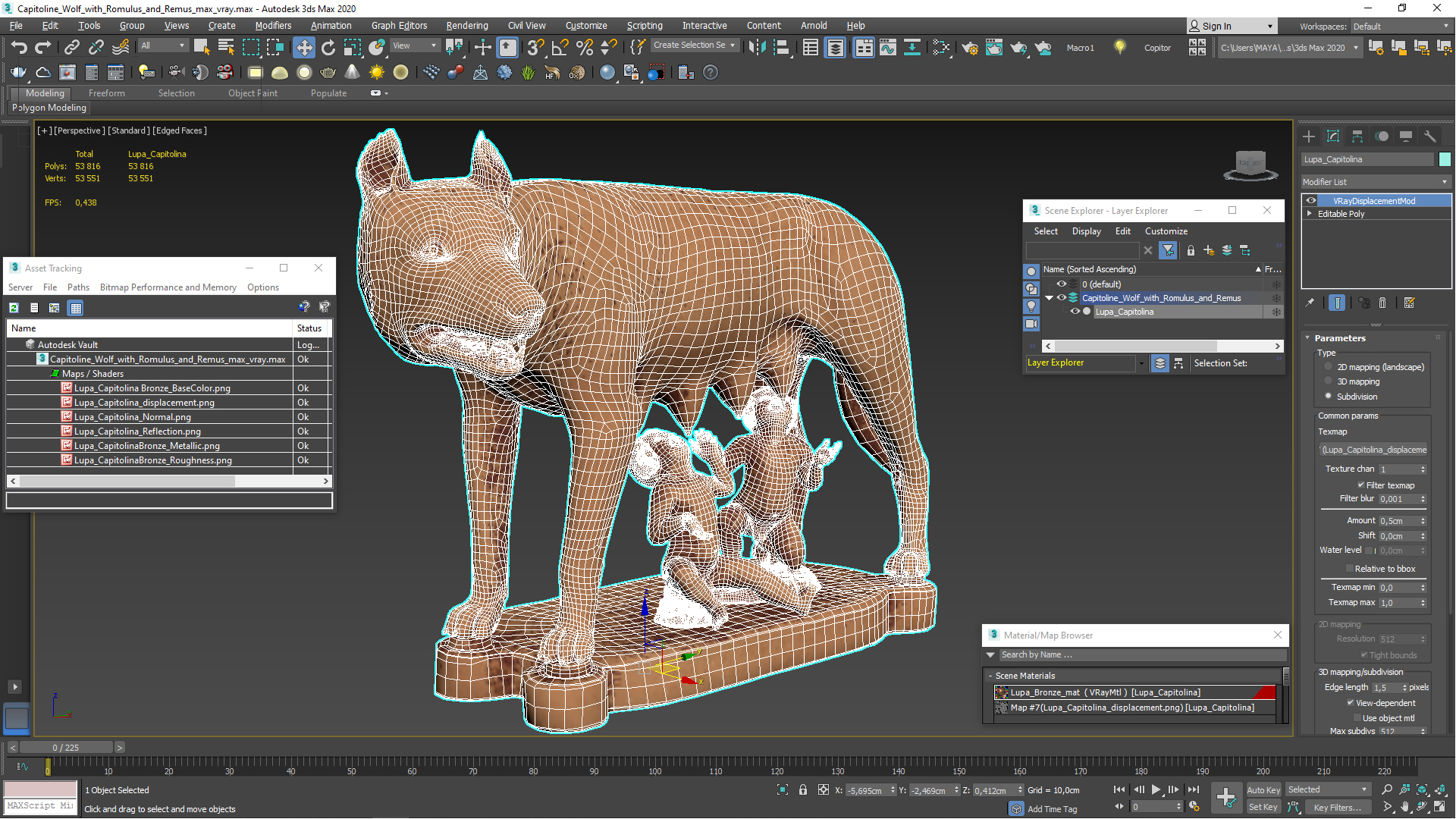 3D Capitoline Wolf with Romulus and Remus for 3D Print