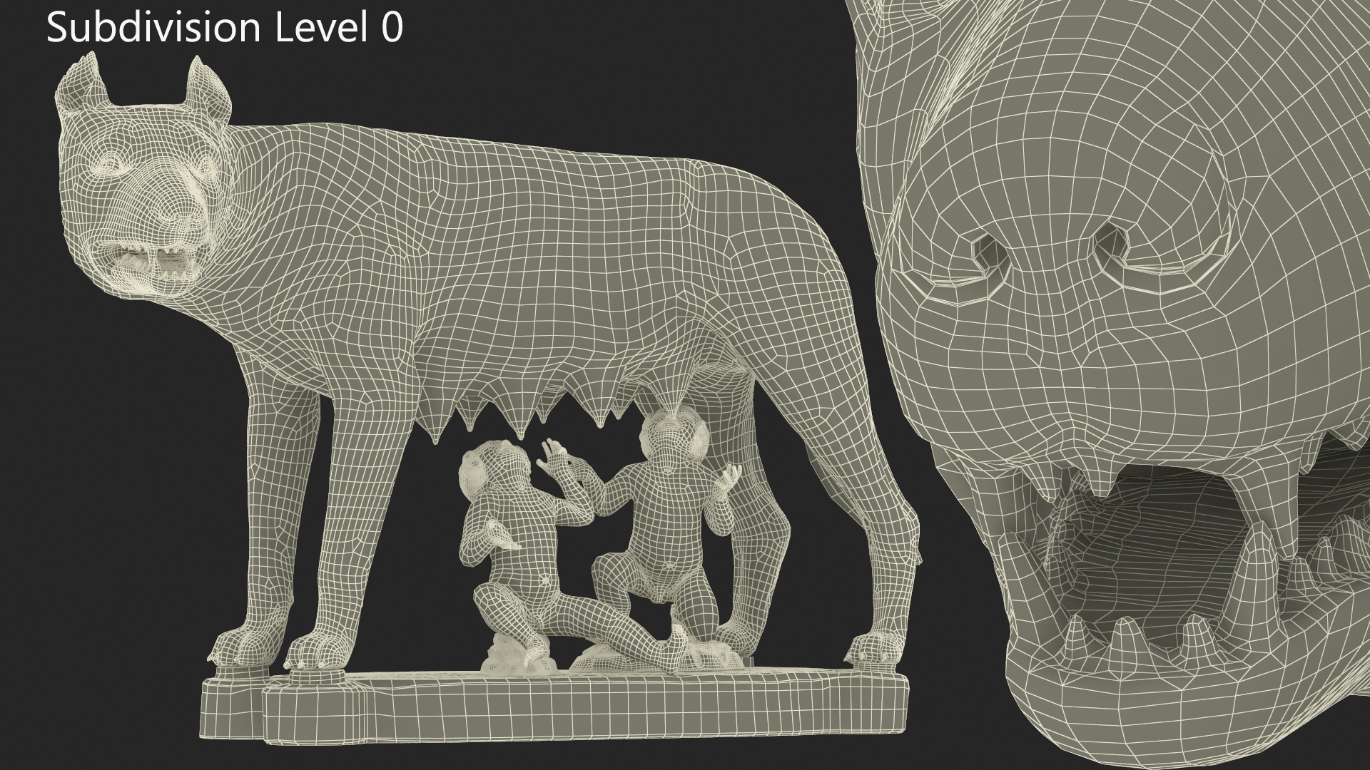 3D Capitoline Wolf with Romulus and Remus for 3D Print