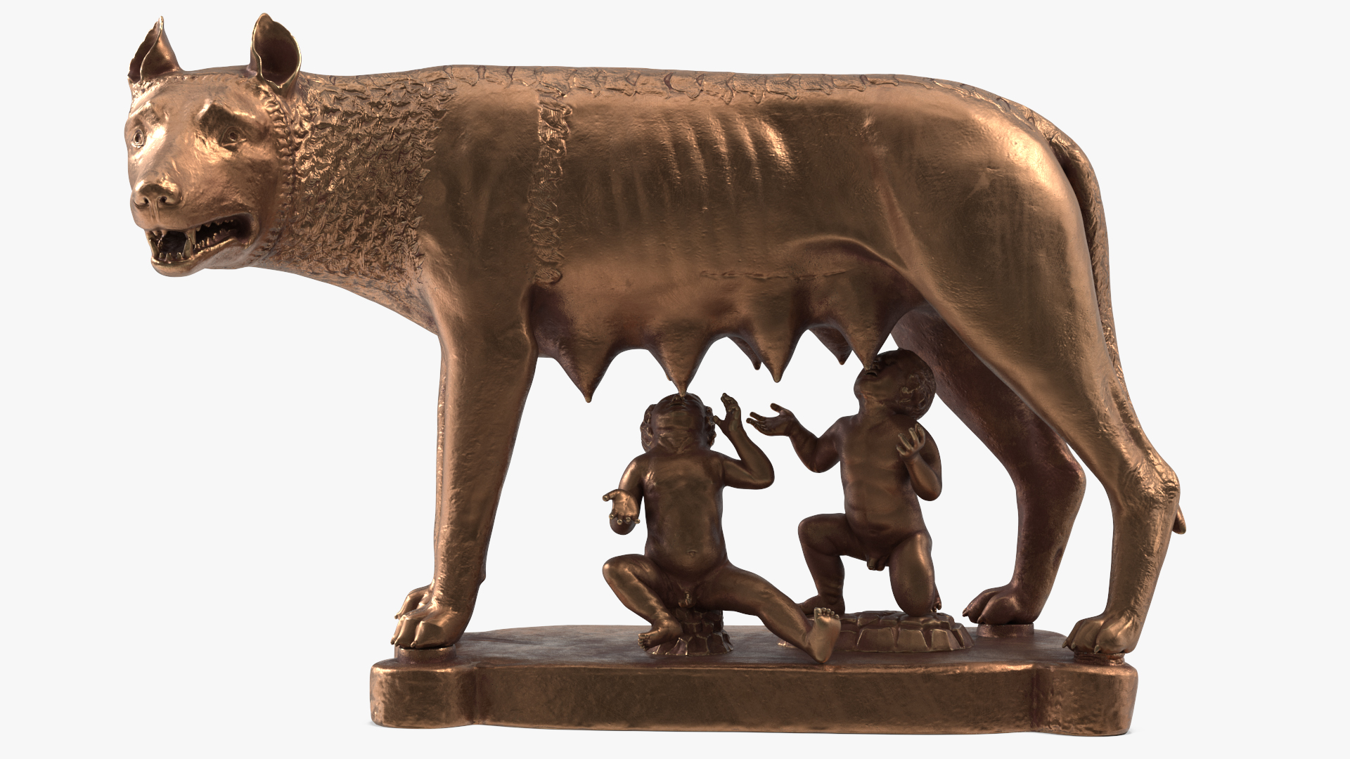 3D Capitoline Wolf with Romulus and Remus for 3D Print