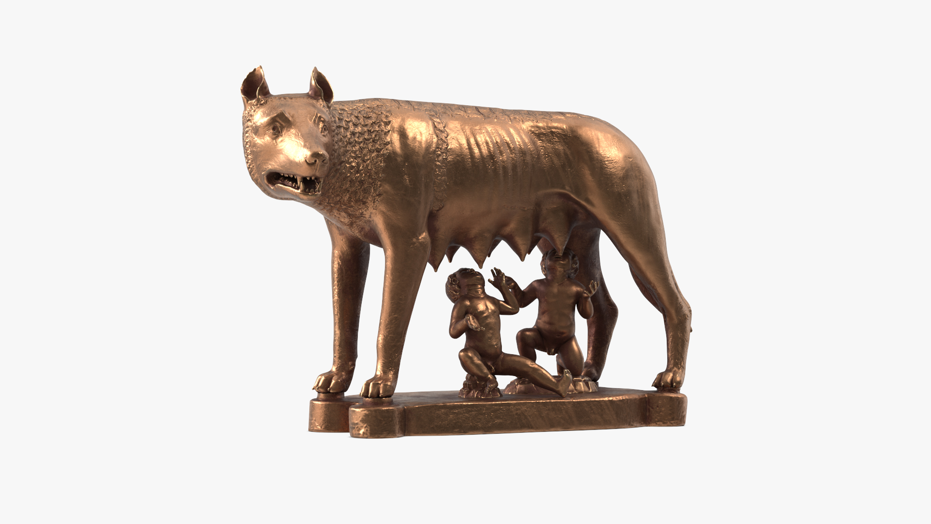 3D Capitoline Wolf with Romulus and Remus for 3D Print