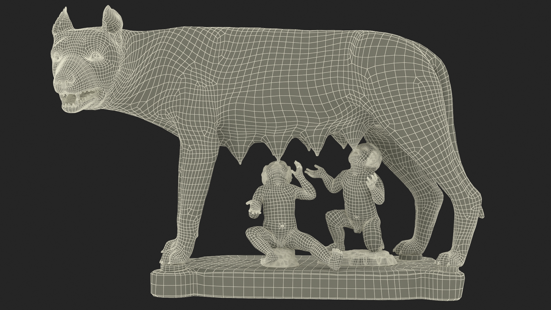 3D Capitoline Wolf with Romulus and Remus for 3D Print