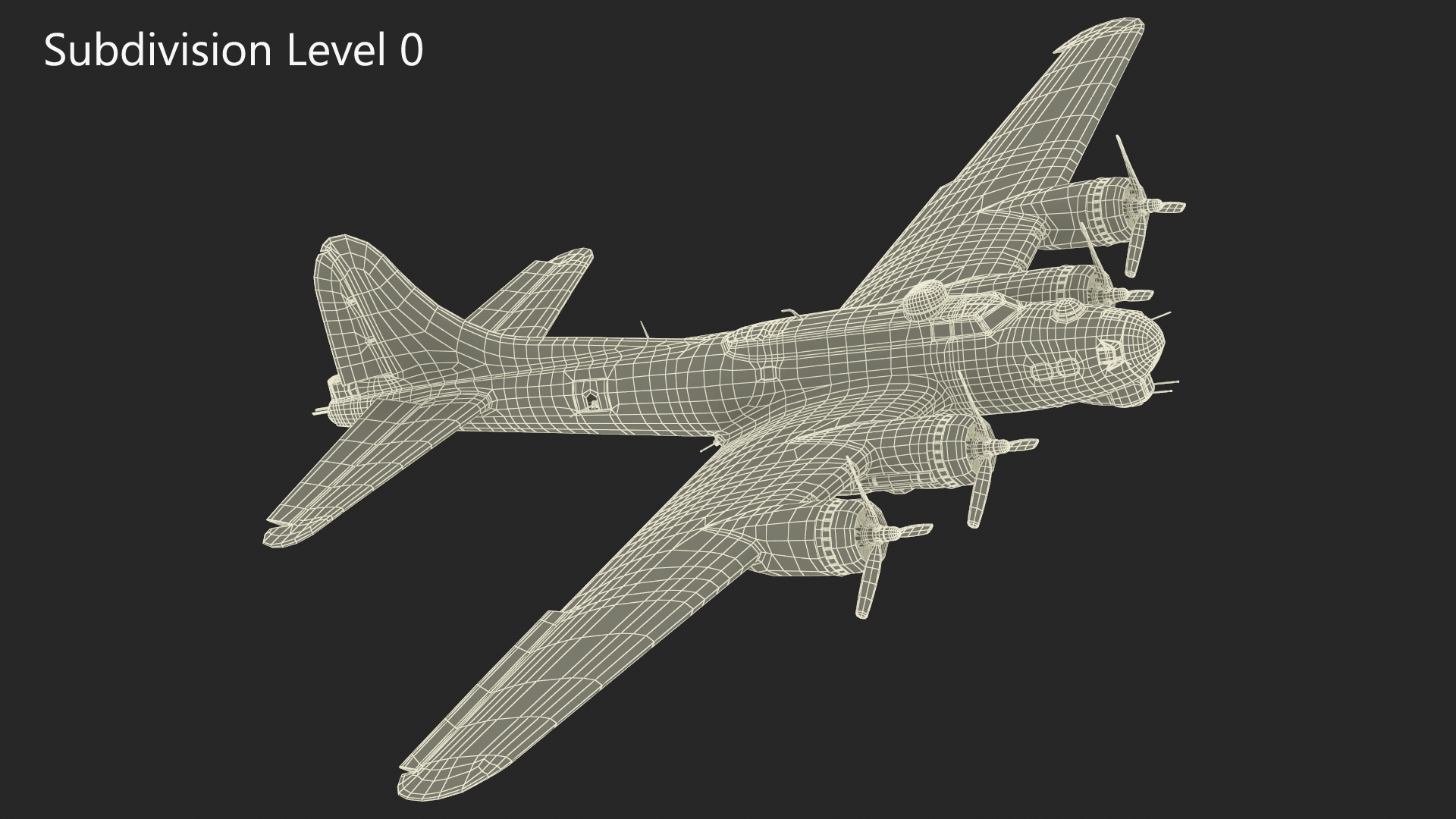 3D Boeing B-17 Propeller Aircraft Bomber Rigged for Maya model