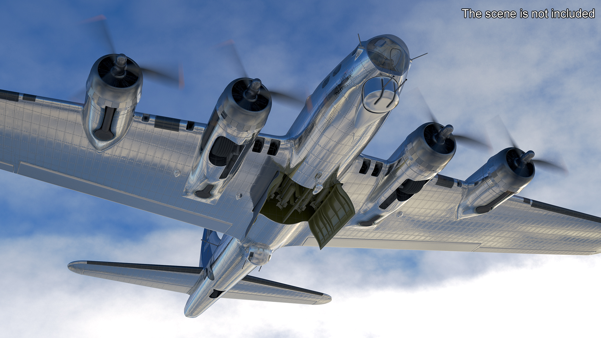 3D Boeing B-17 Propeller Aircraft Bomber Rigged for Cinema 4D model