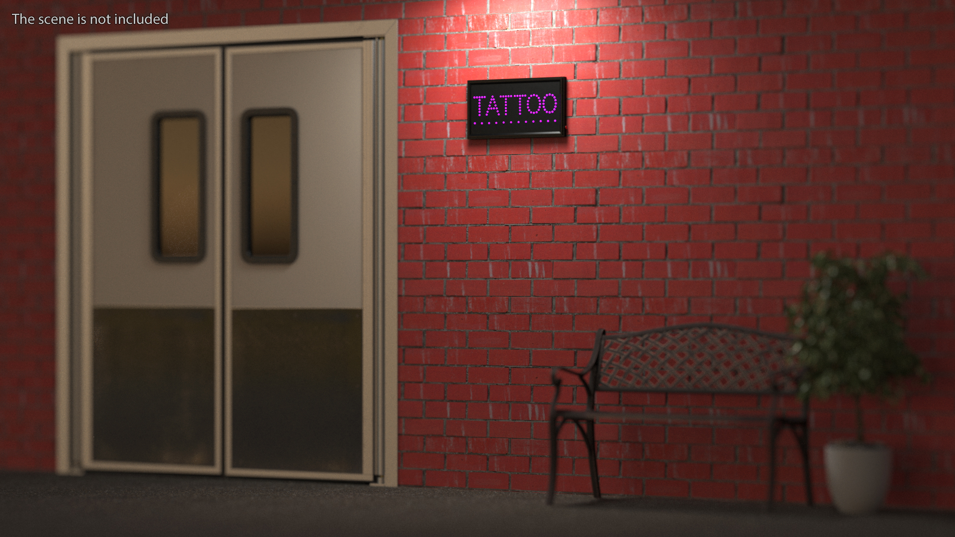 Tattoo Purple LED Neon Light Sign for Business ON 3D model