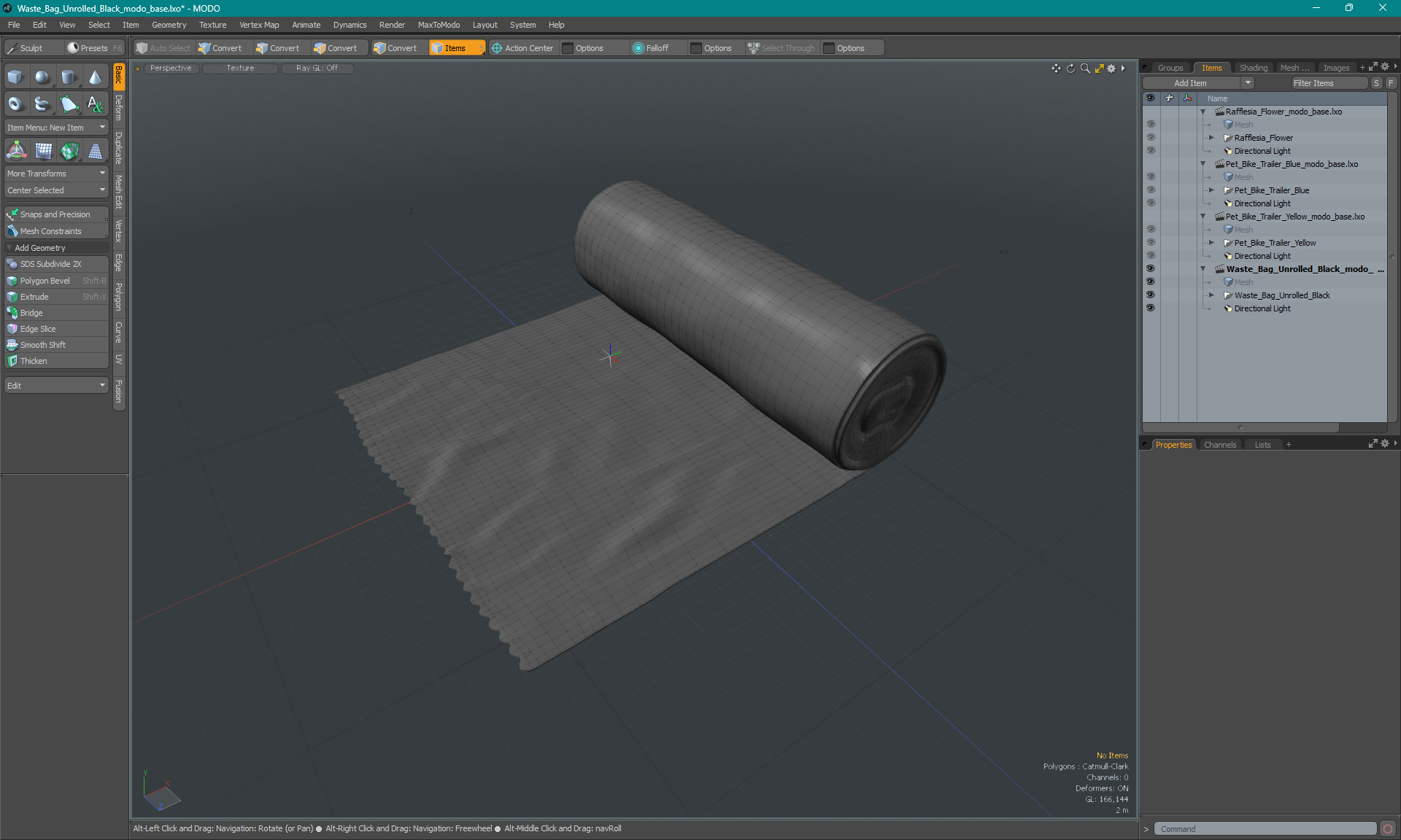 Waste Bag Unrolled Black 3D model