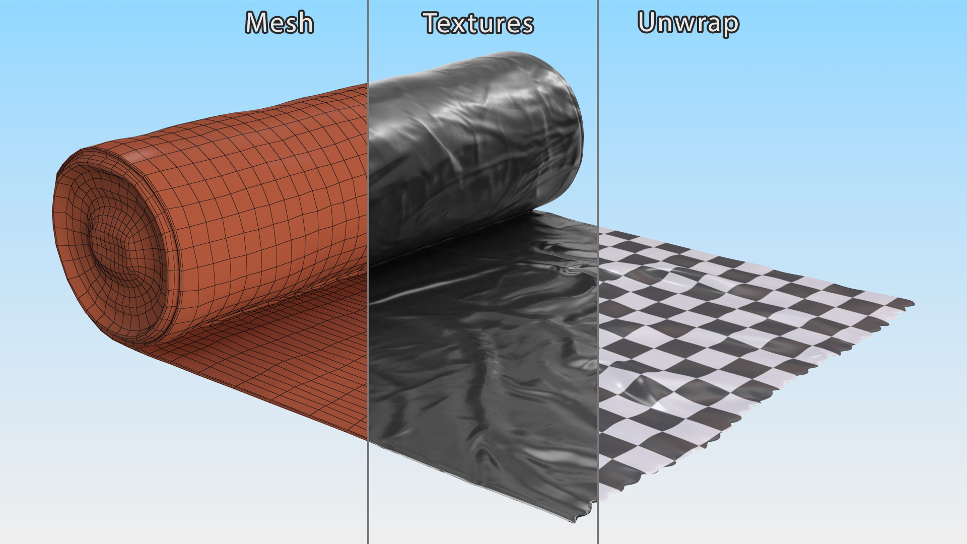 Waste Bag Unrolled Black 3D model