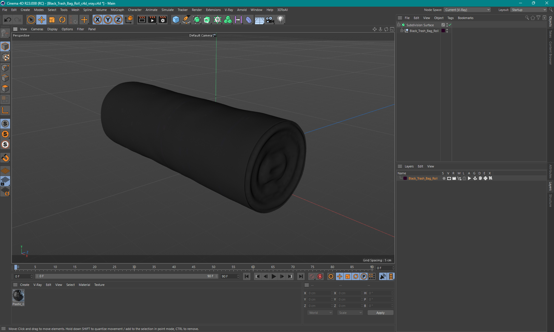 3D model Black Trash Bag Roll