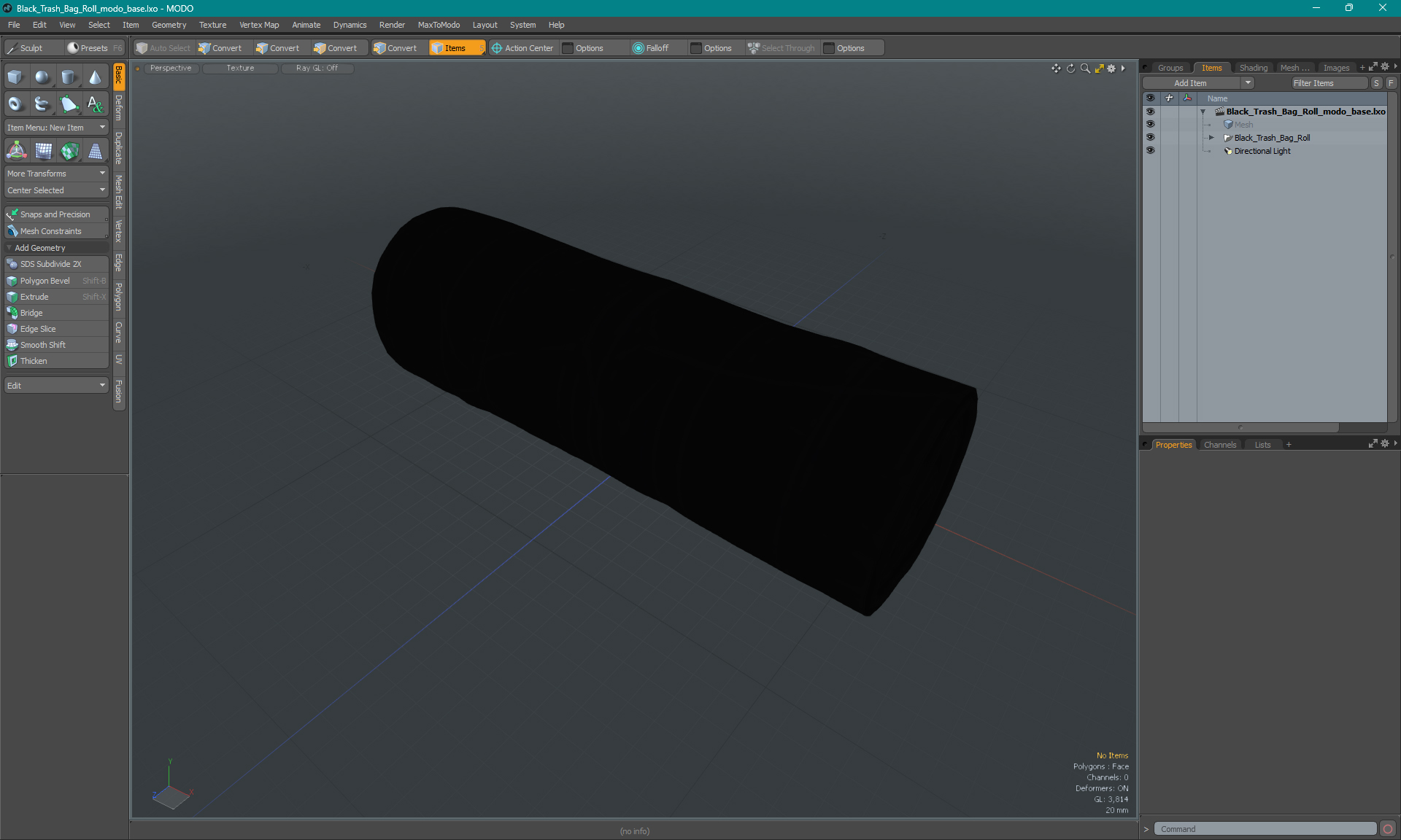 3D model Black Trash Bag Roll