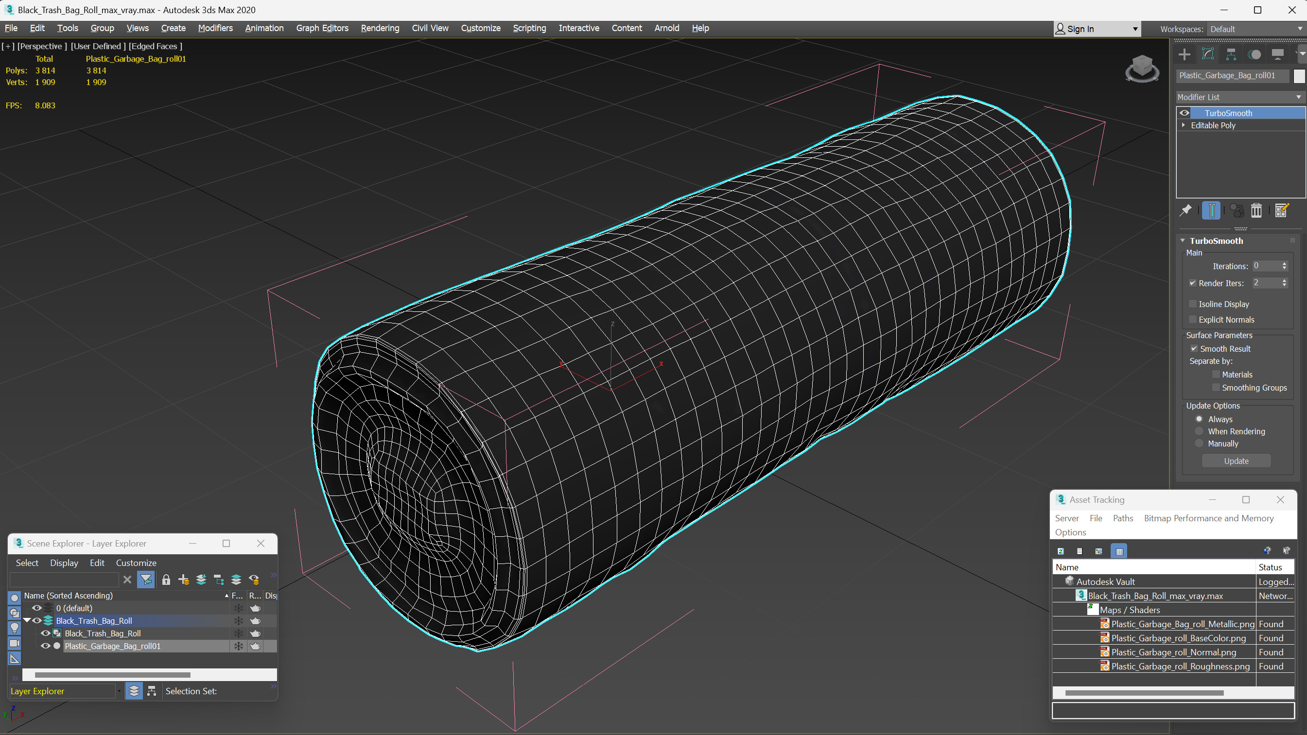 3D model Black Trash Bag Roll