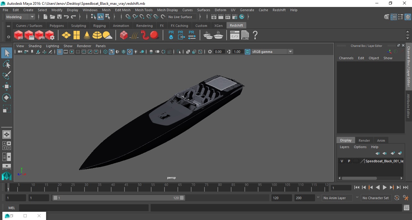 3D model Speedboat Black