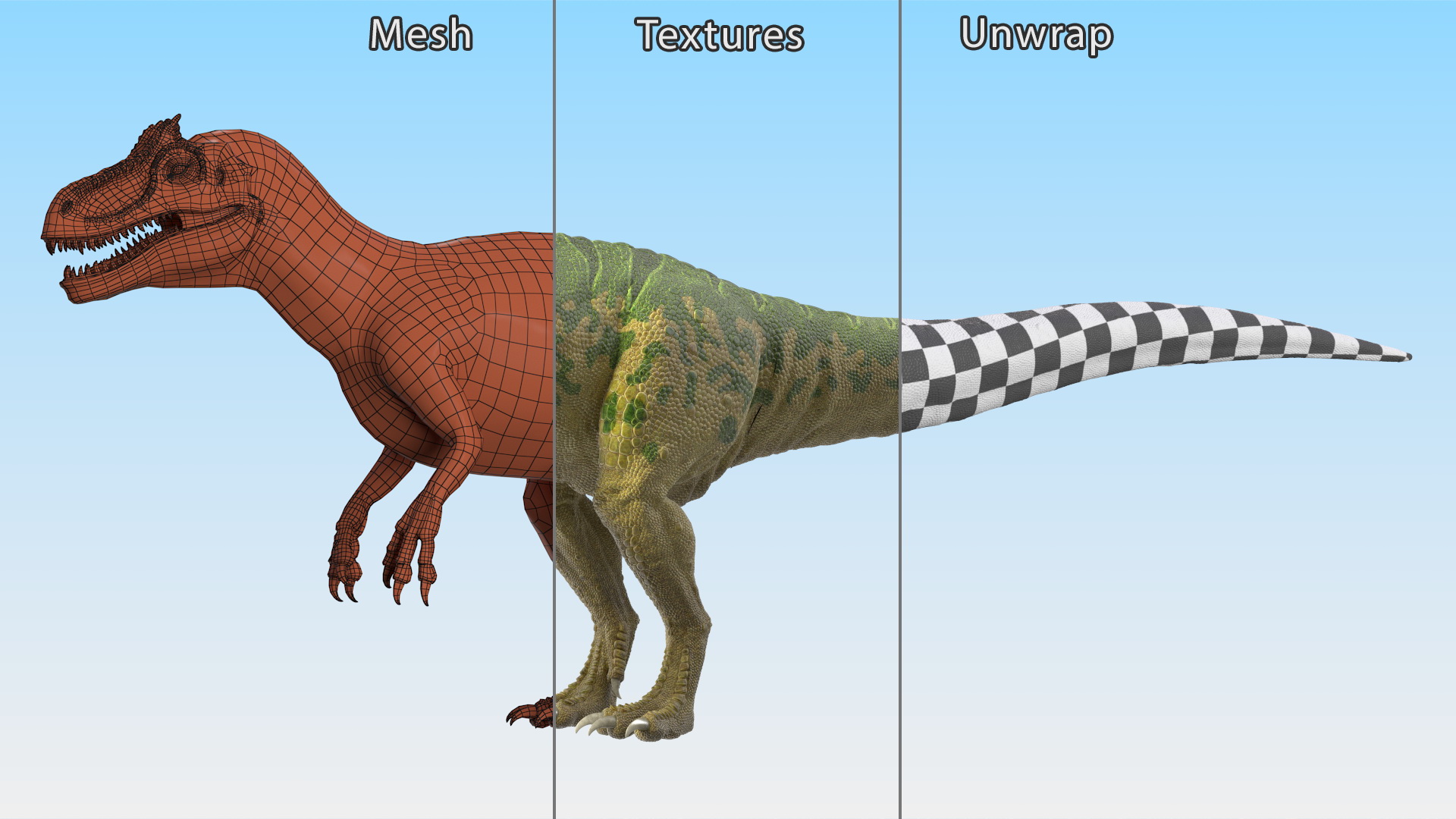 Allosaurus Green Coloring Rigged 3D