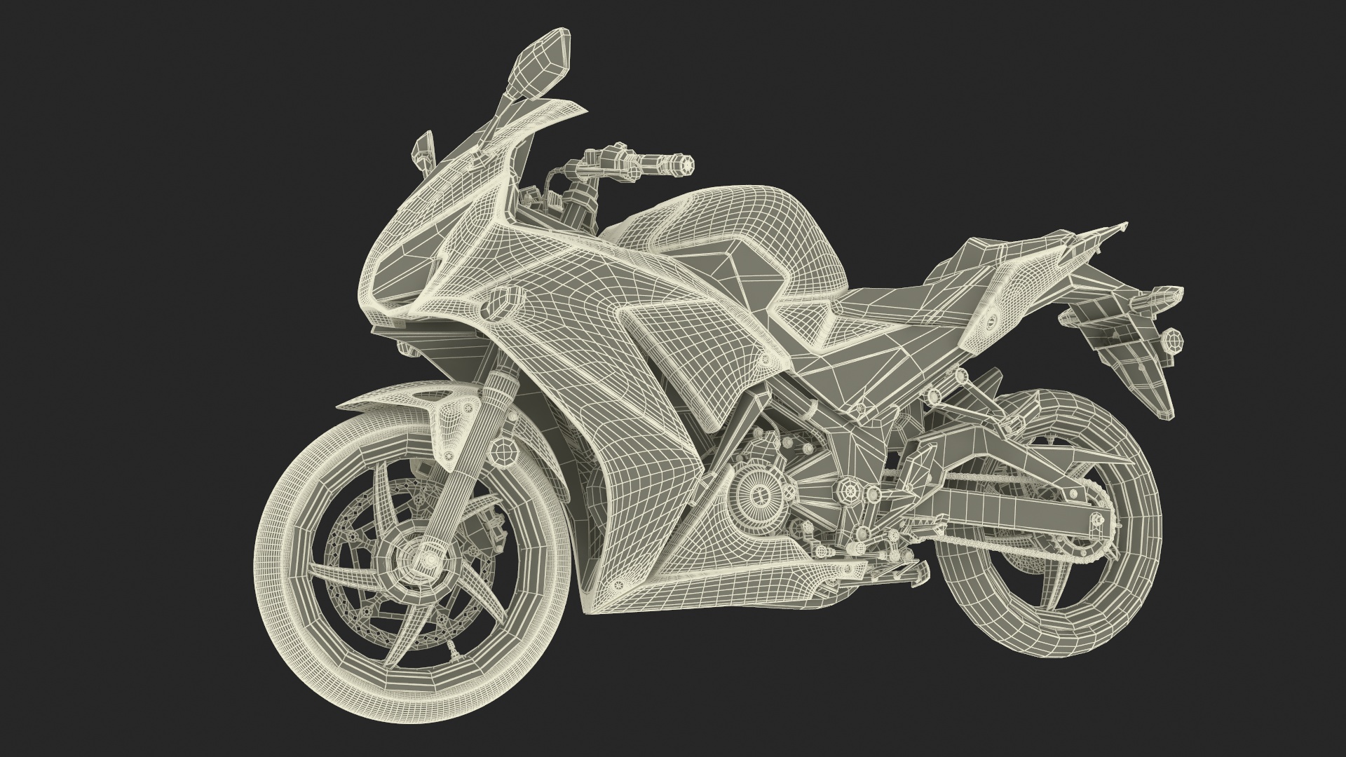 3D Racing Motorcycle with Rider Turning