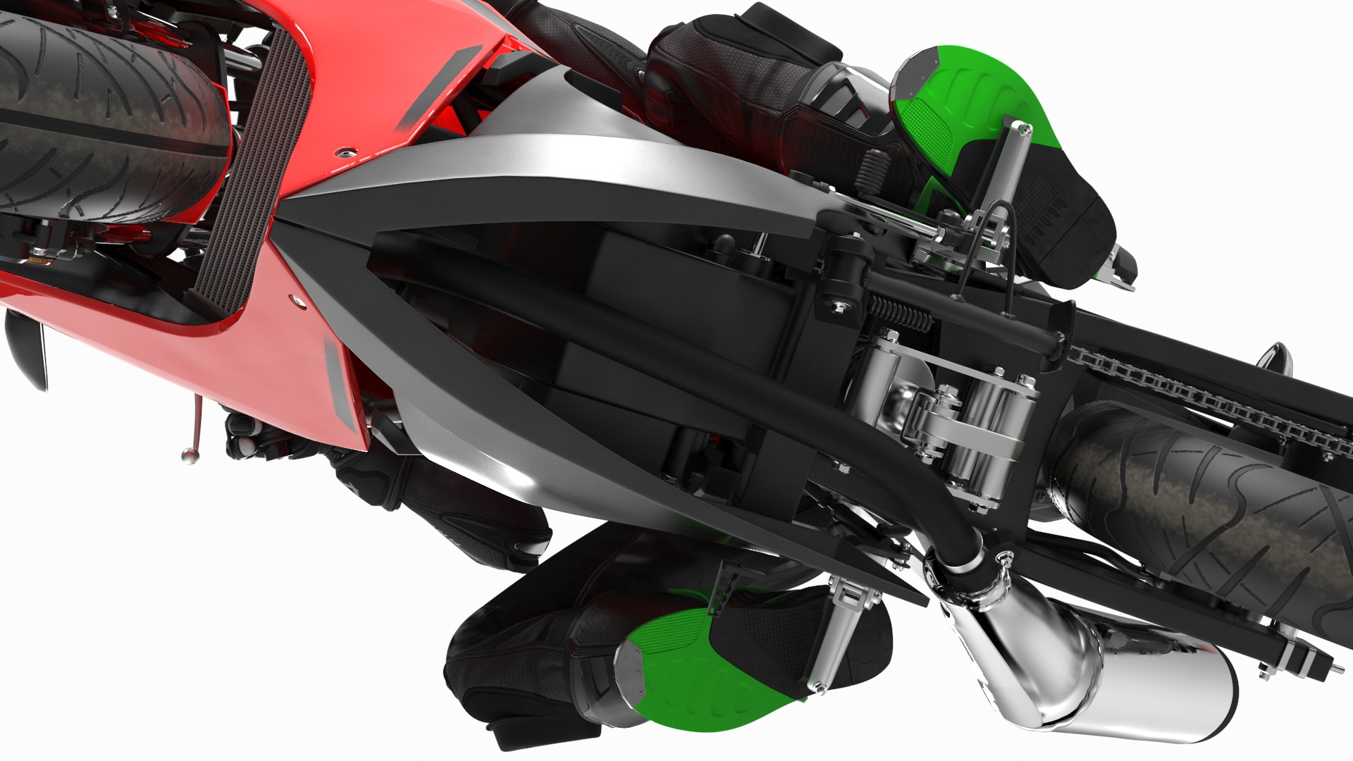 3D Racing Motorcycle with Rider Turning